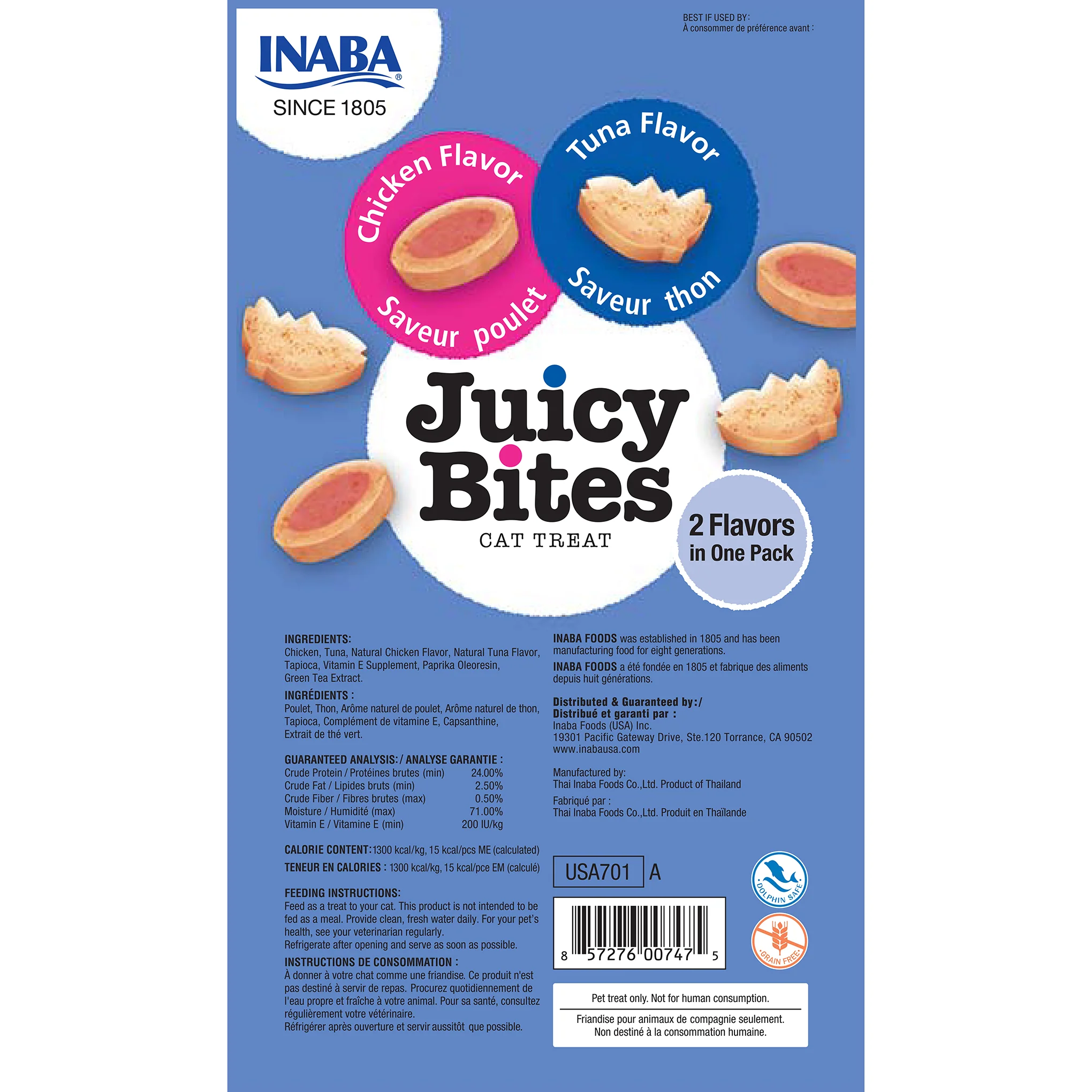 Inaba Juicy Bites Tuna and Chicken Cat Treats 34g x 6 - Image 2