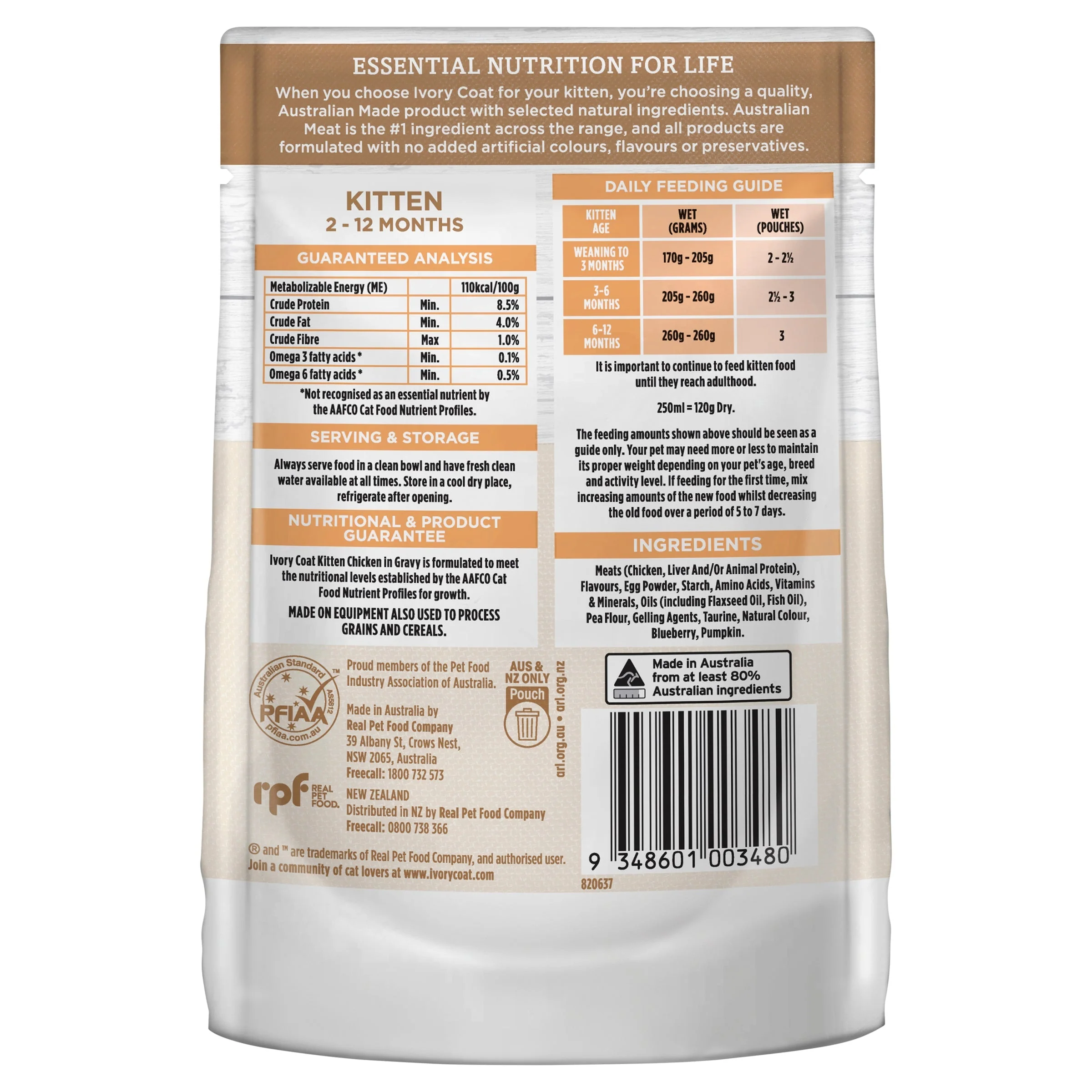 Ivory Coat Grain Free Chicken in Gravy Kitten Wet Food 85g x 12 - Image 2