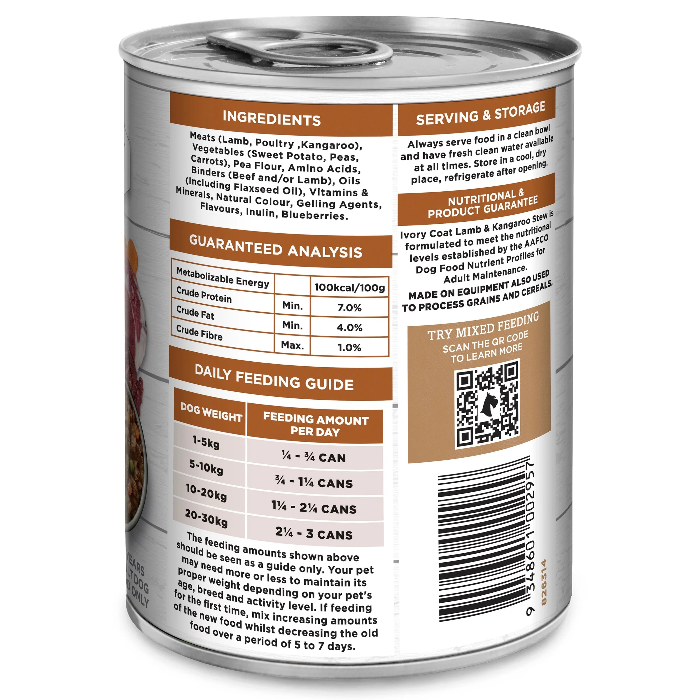 Ivory Coat Grain Free Lamb and Kangaroo Stew Adult Dog Wet Food 400g - Image 3