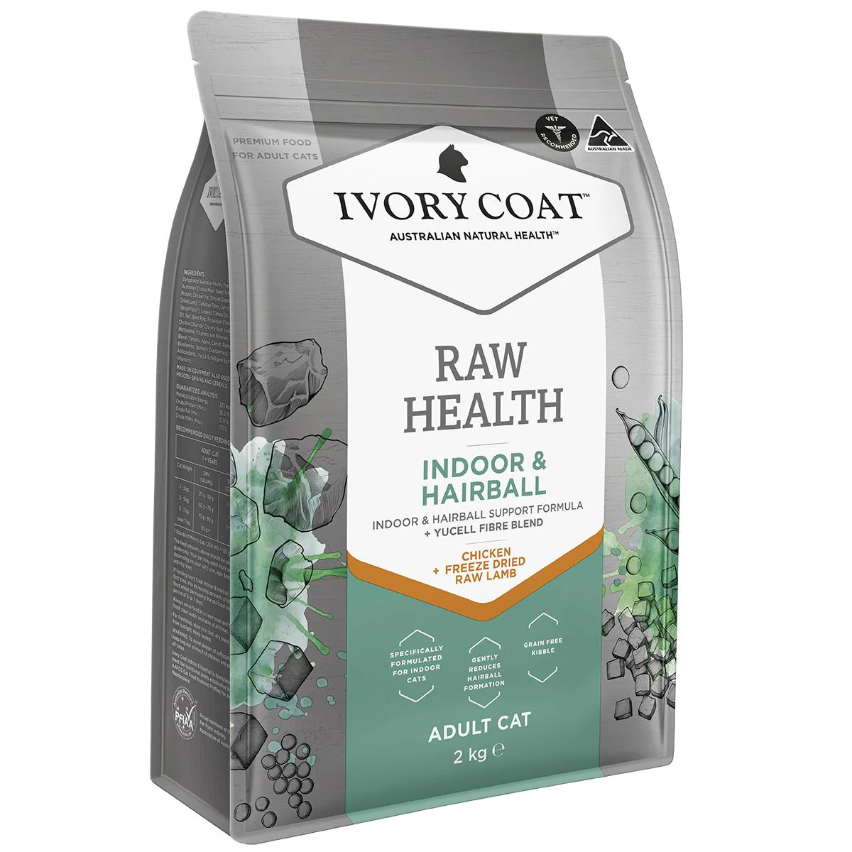 Ivory Coat Raw Health Adult Cat Indoor Dry Food with Freeze Dried Chicken Pieces 2kg - Image 2