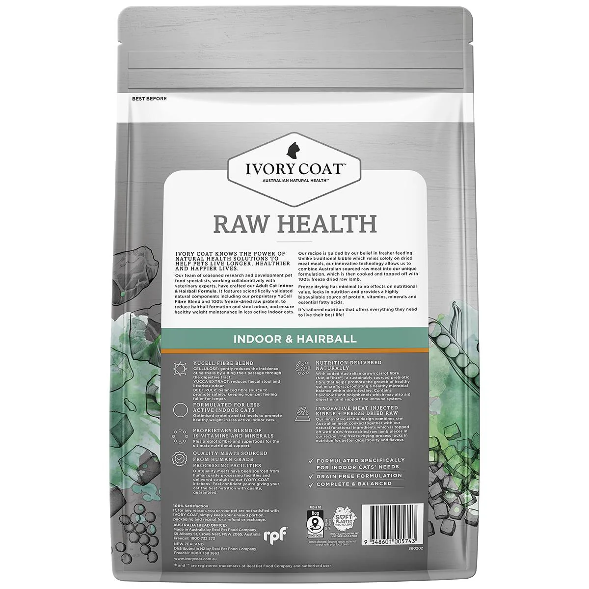 Ivory Coat Raw Health Adult Cat Indoor Dry Food with Freeze Dried Chicken Pieces 2kg - Image 3
