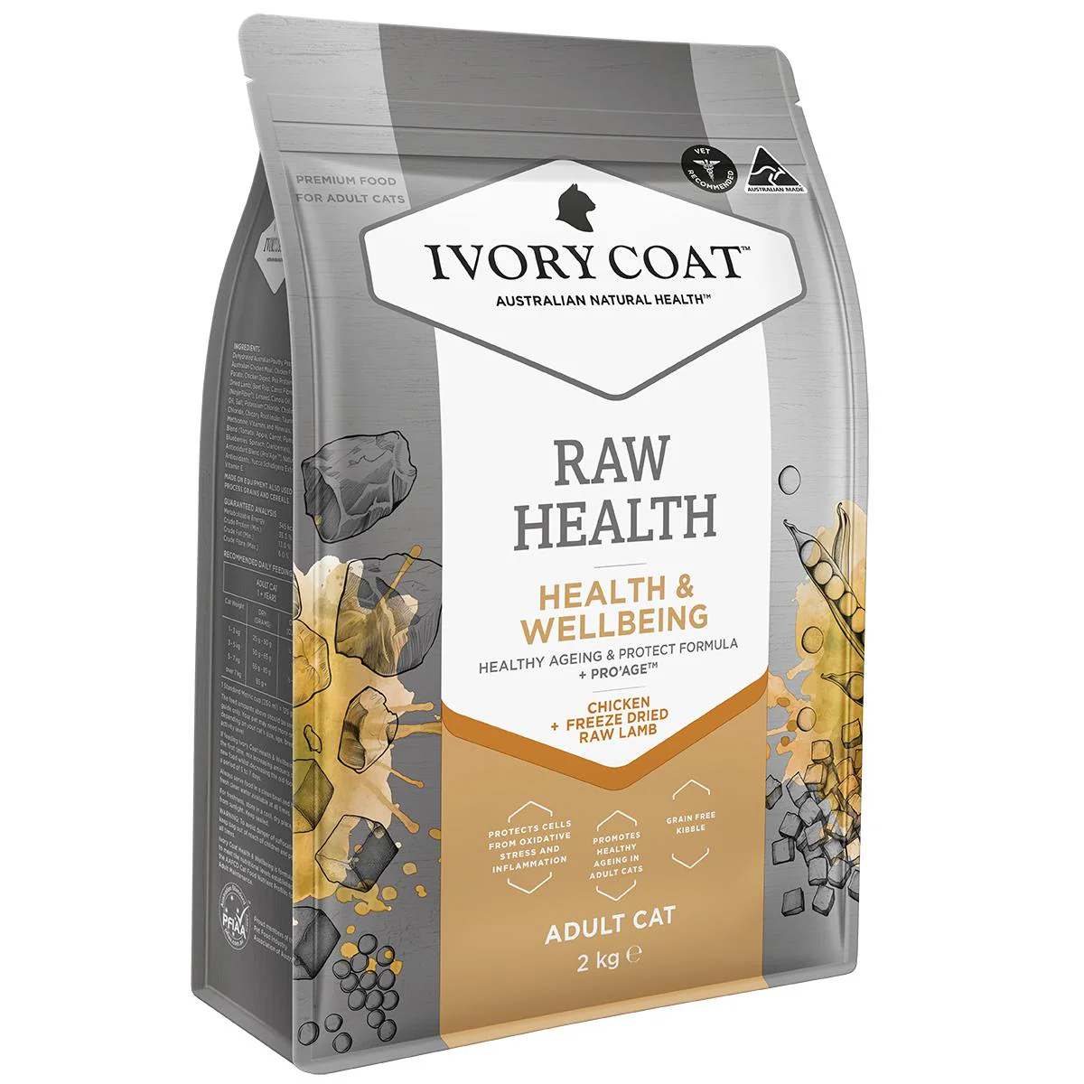 Ivory Coat Raw Health Adult Cat Vitality Dry Food with Freeze Dried Chicken Pieces 2kg - Image 2