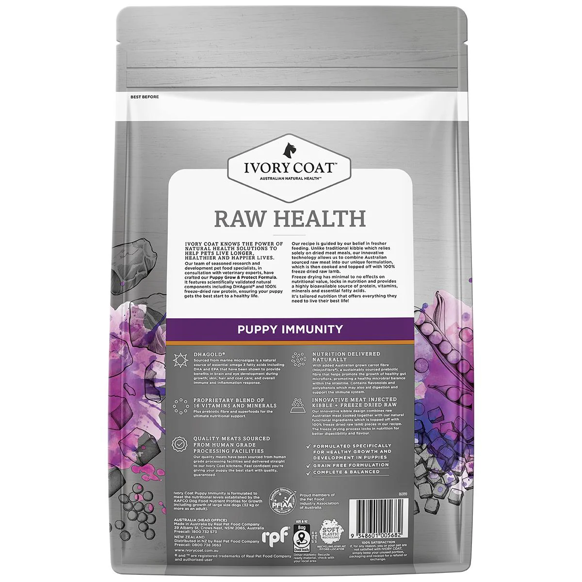 Ivory Coat Raw Health Puppy Dog Immunity Dry Food with Freeze Dried Chicken Pieces 1.8kg - Image 3