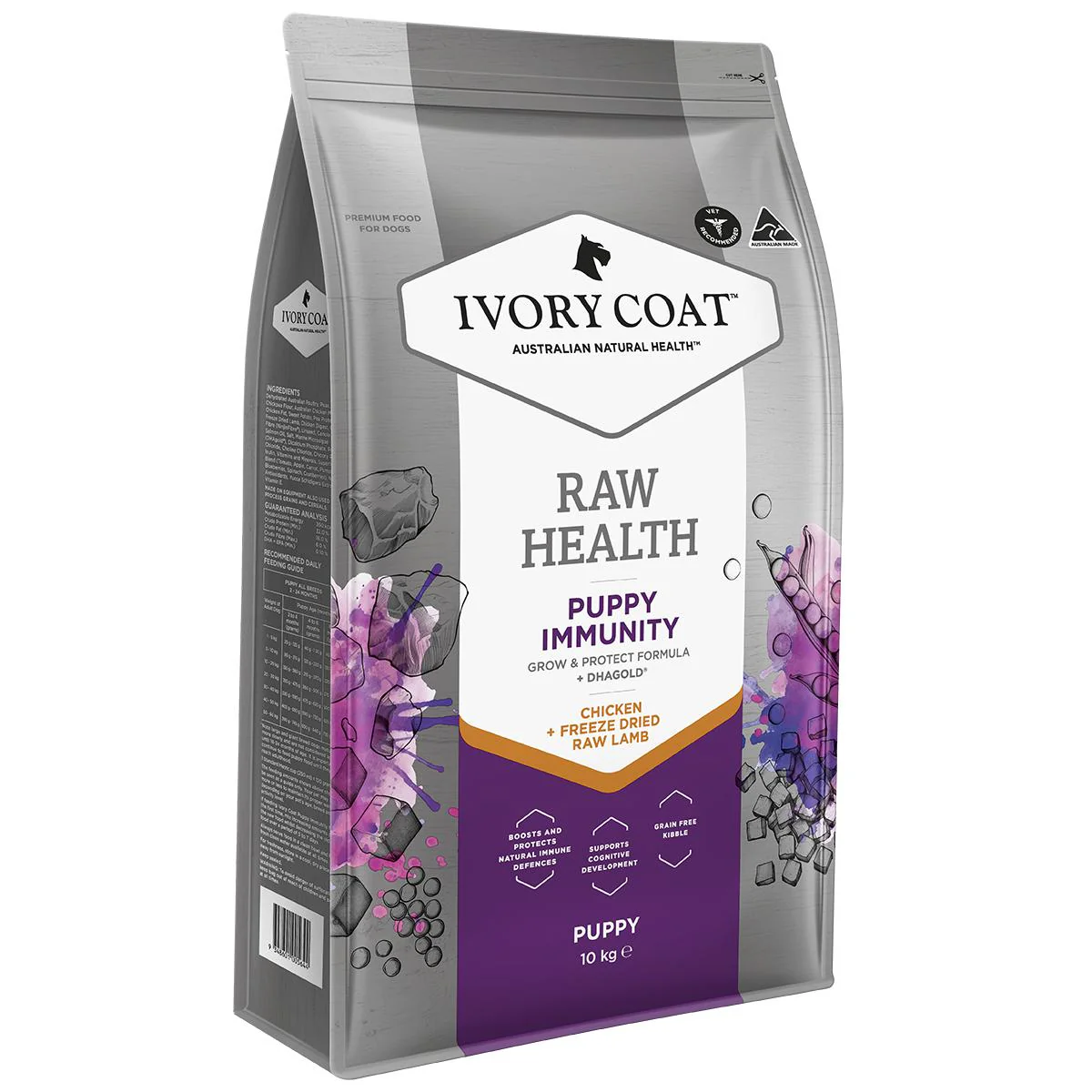 Ivory Coat Raw Health Puppy Dog Immunity Dry Food with Freeze Dried Chicken Pieces 10kg - Image 2