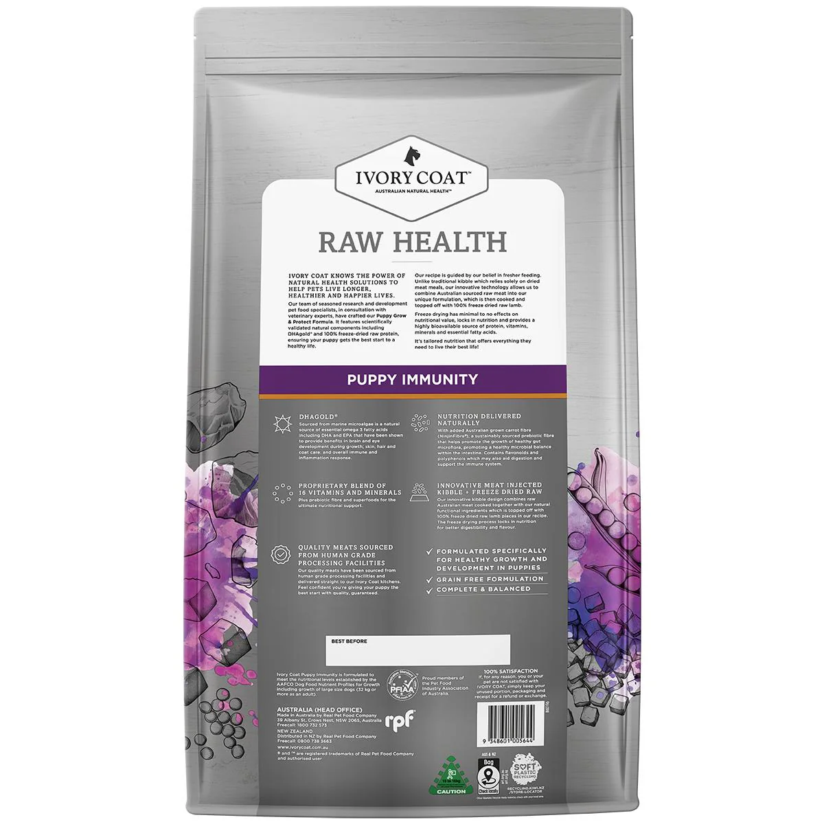 Ivory Coat Raw Health Puppy Dog Immunity Dry Food with Freeze Dried Chicken Pieces 10kg - Image 3