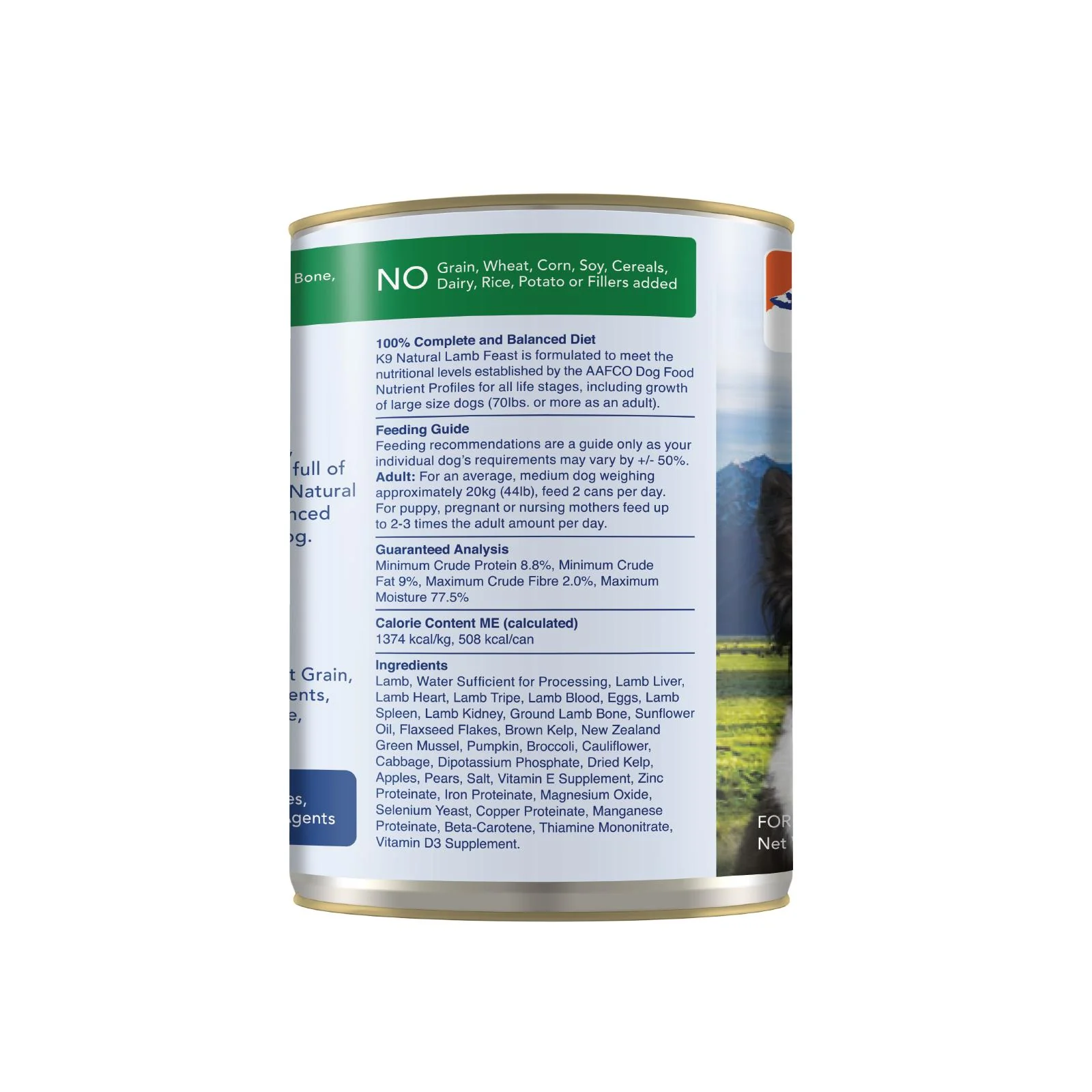 K9 Natural Lamb Feast Wet Dog Food 370g - Image 3
