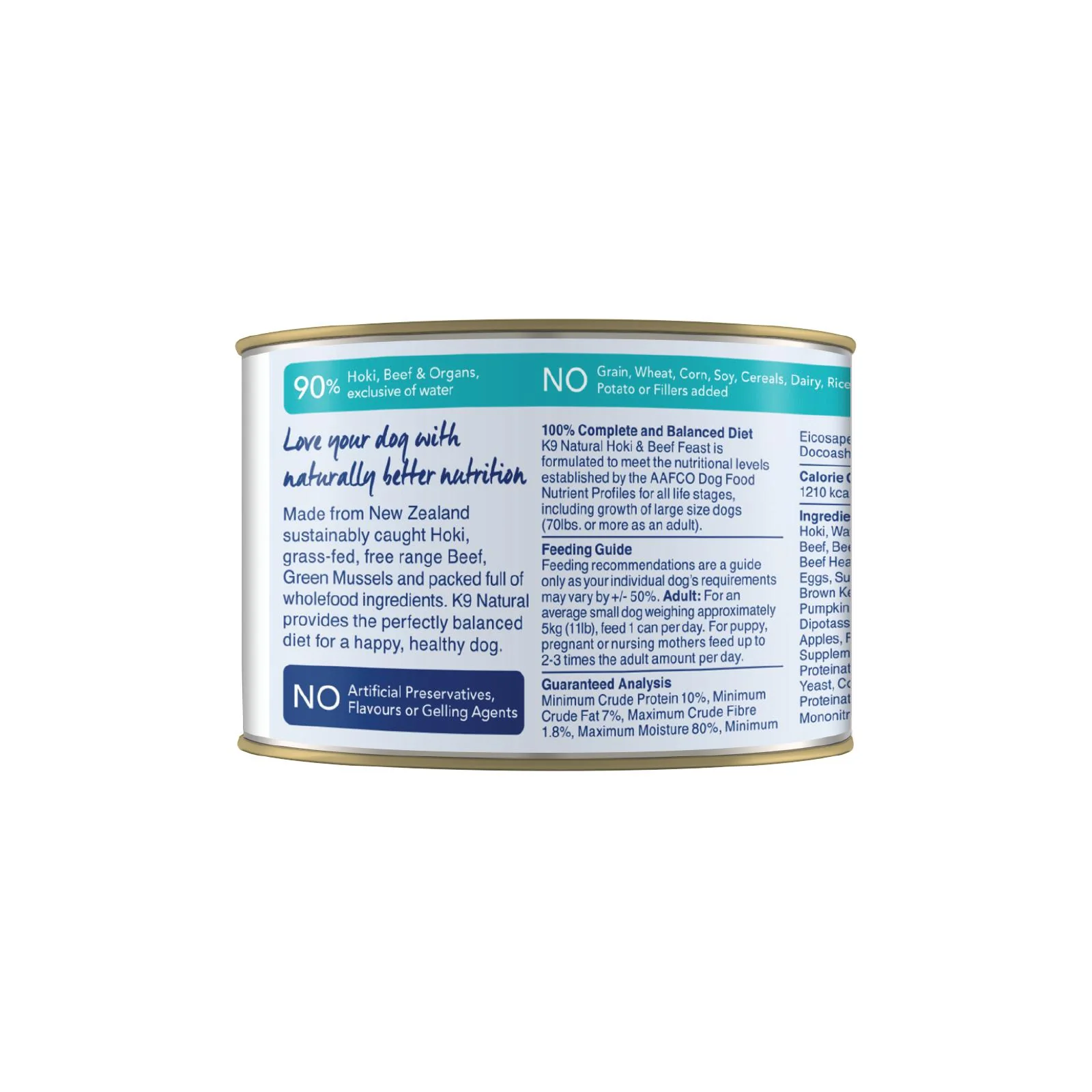 K9 Natural Hoki and Beef Feast Wet Dog Food 170g x 12 - Image 2