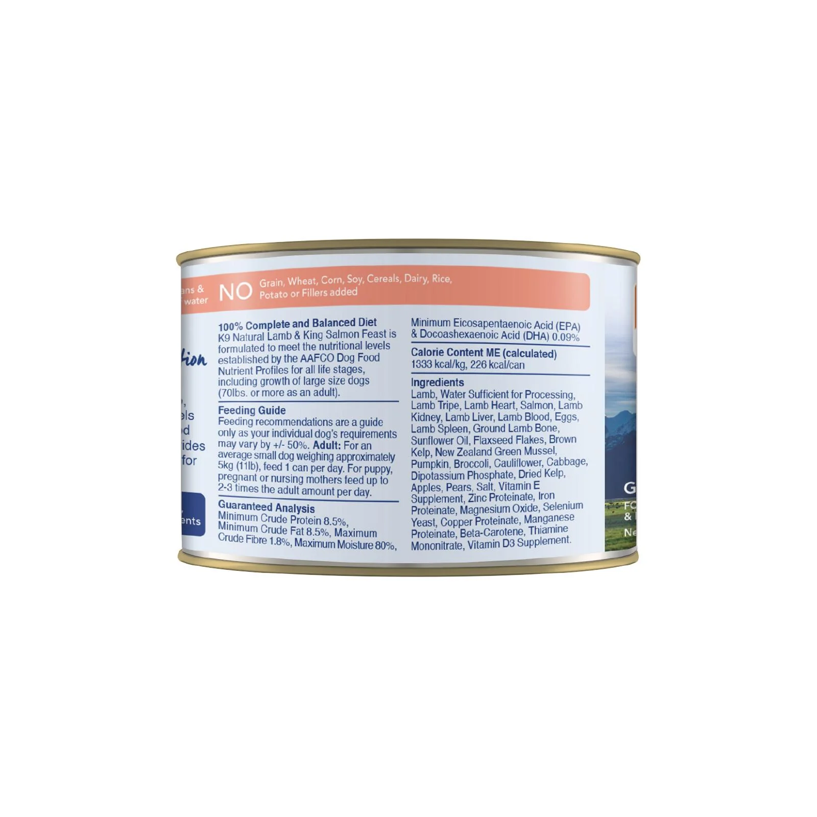 K9 Natural Lamb and King Salmon Feast Wet Dog Food 170g x 12 - Image 4