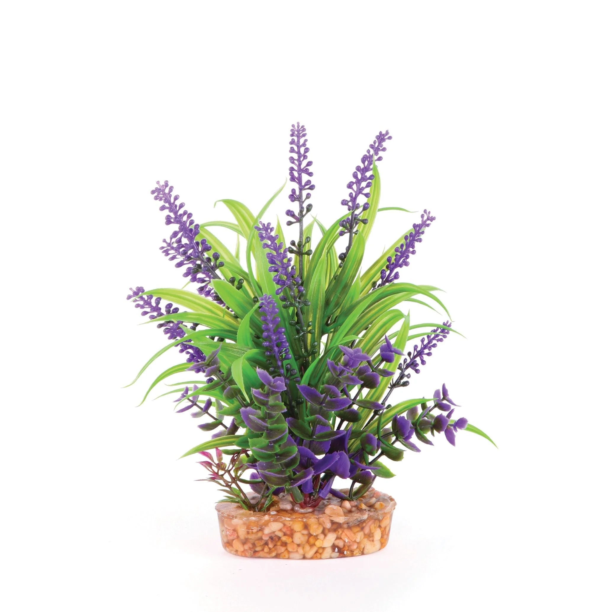 Kazoo Aquarium Artificial Plant with Thin Leaves and Purple Flowers Medium