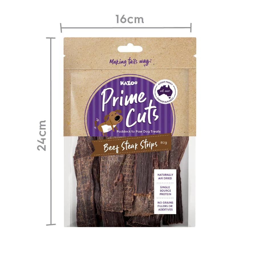 Kazoo Prime Cuts Beef Steak Strips Dog Treats 80g - Image 2
