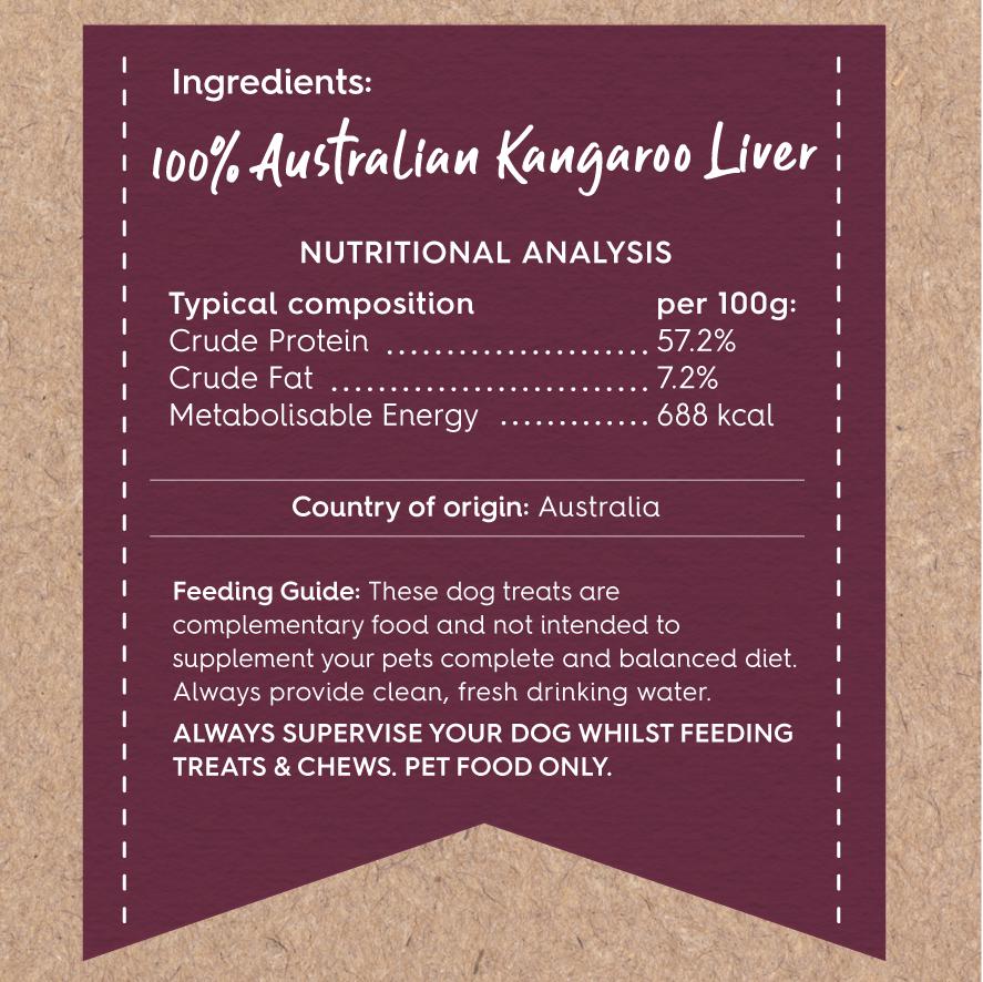 Kazoo Prime Cuts Kangaroo Liver Chips Dog Treats 100g - Image 2