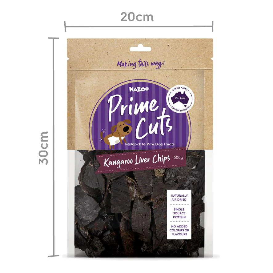 Kazoo Prime Cuts Kangaroo Liver Chips Dog Treats 500g - Image 2