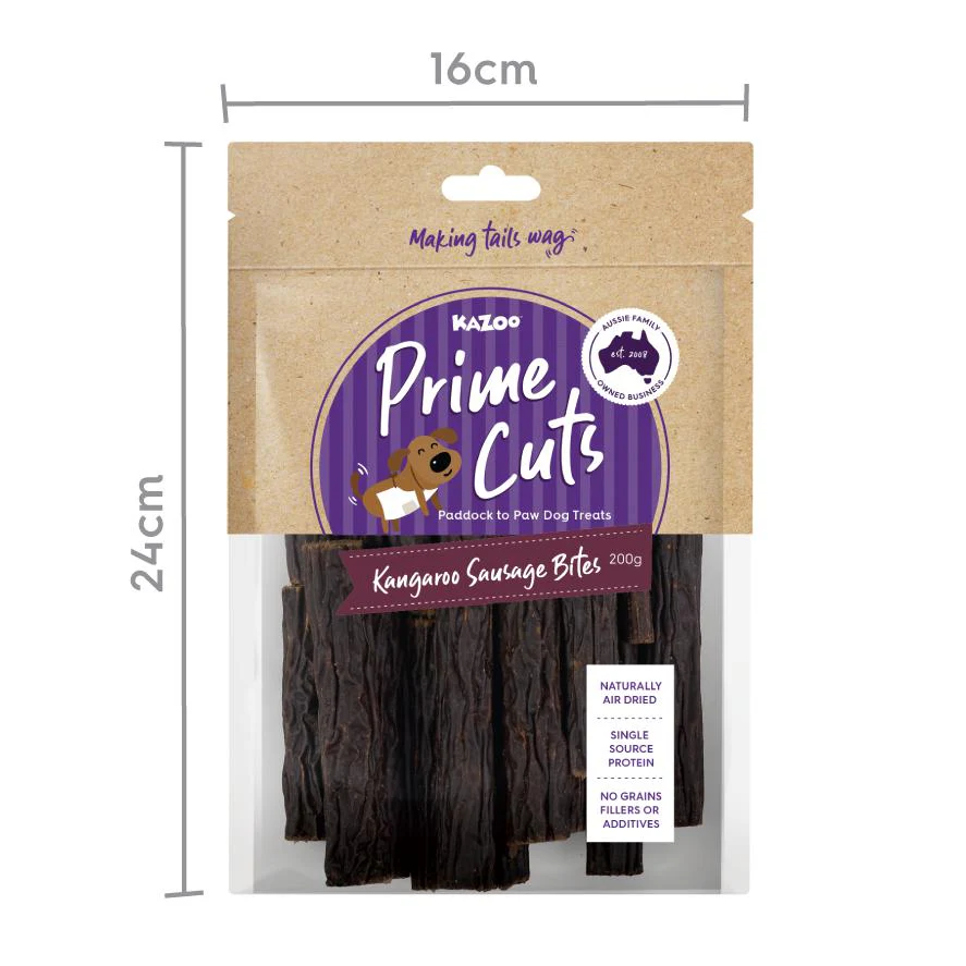 Kazoo Prime Cuts Kangaroo Sausage Bites Dog Treats 200g - Image 2