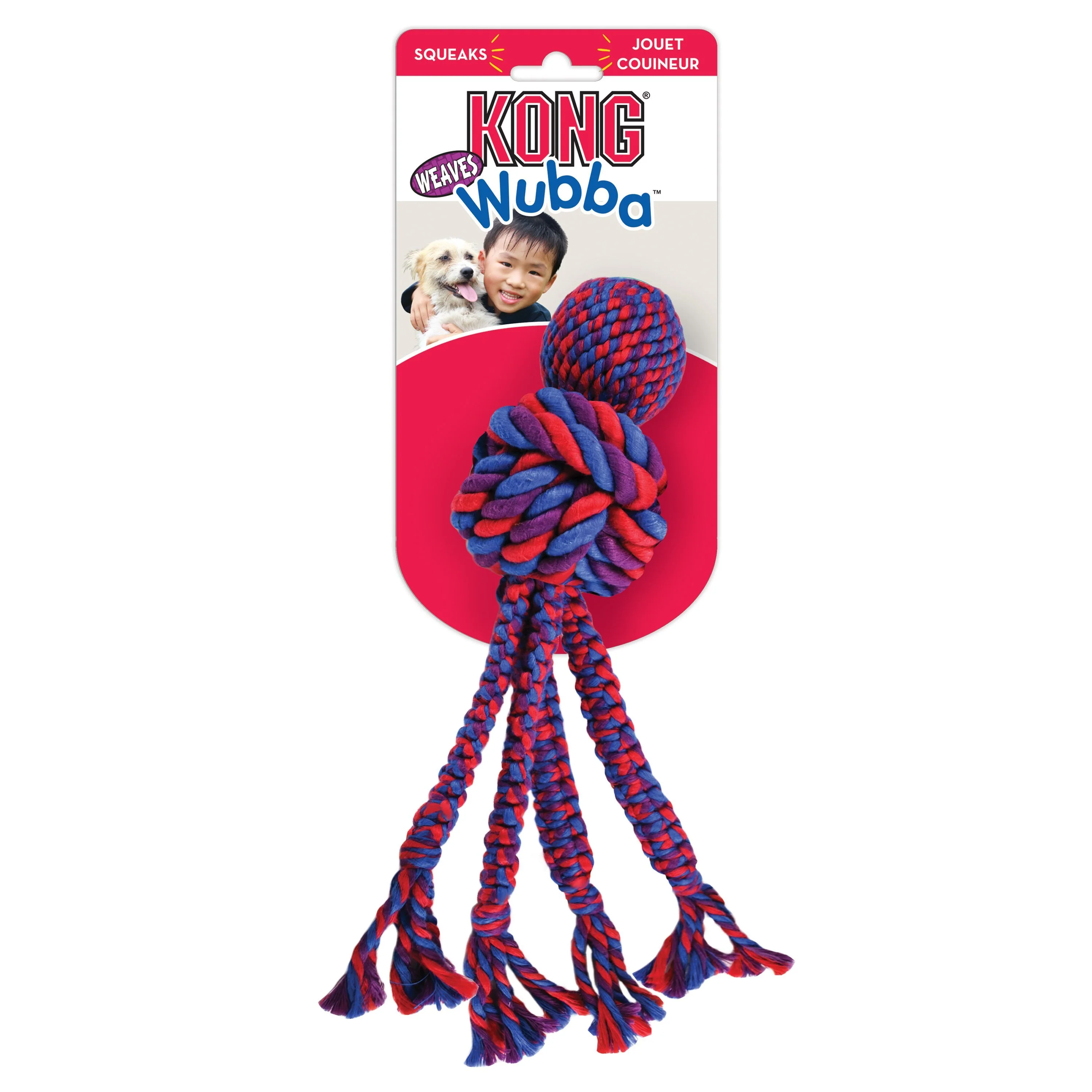 KONG Wubba Weaves With Rope Large Dog Toy - Image 2