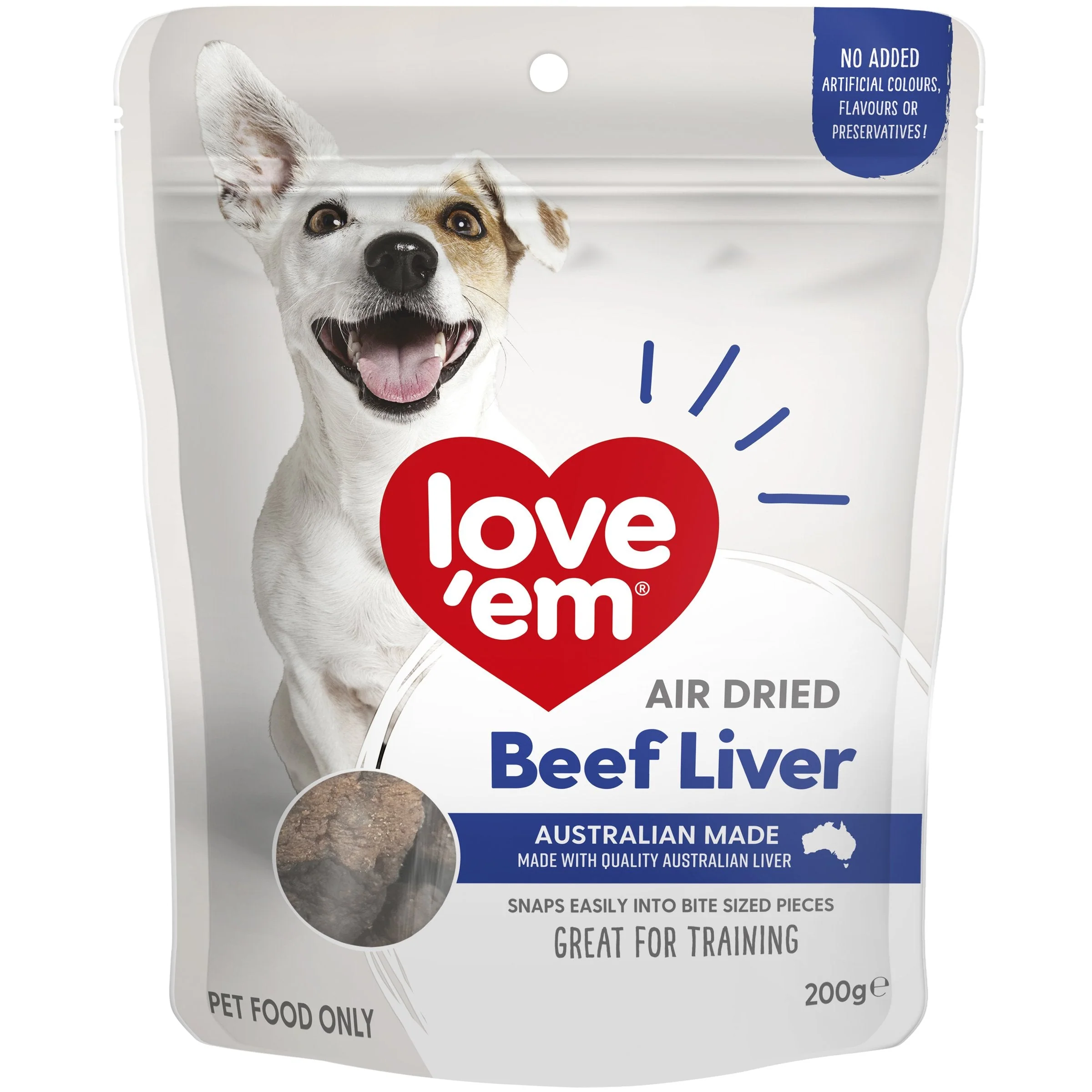 Love Em Air Dried Beef Liver Dog Treats 200g