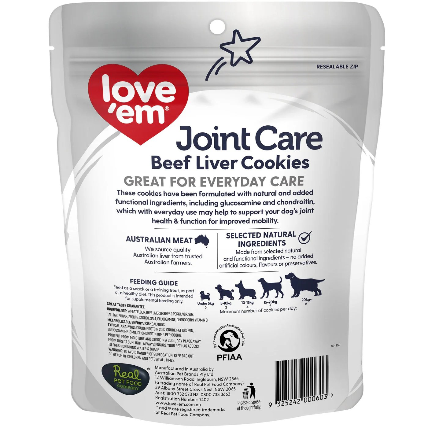 Love Em Joint Care Beef Liver Cookie Dog Treats 250g x 5 - Image 2