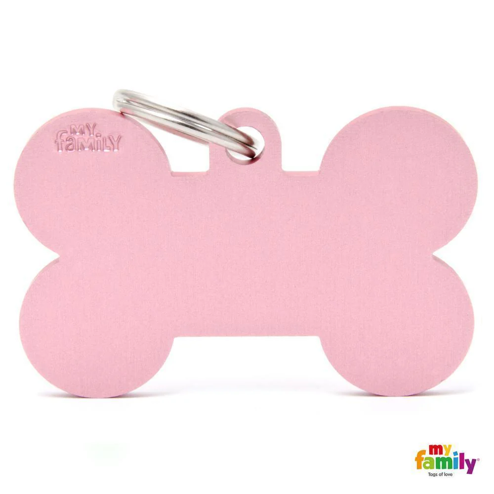 My Family Basic Bone Extra Large Pink Dog Tag with Free Engraving