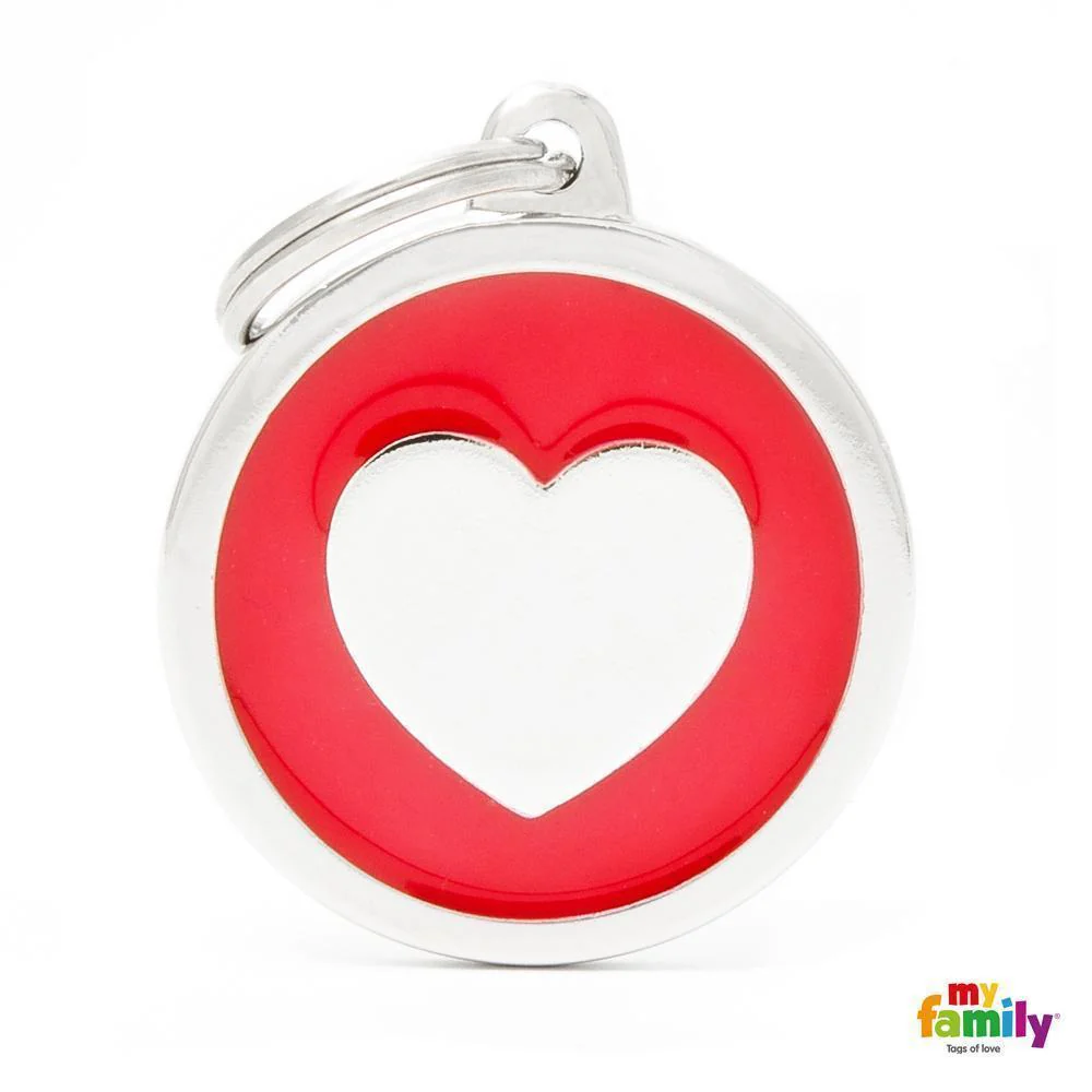 My Family Classic Heart Red Dog Tag