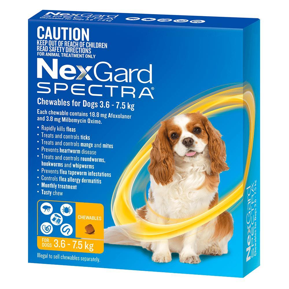 Nexgard Spectra Dog 3.6-7.5kg Yellow 6 Pack