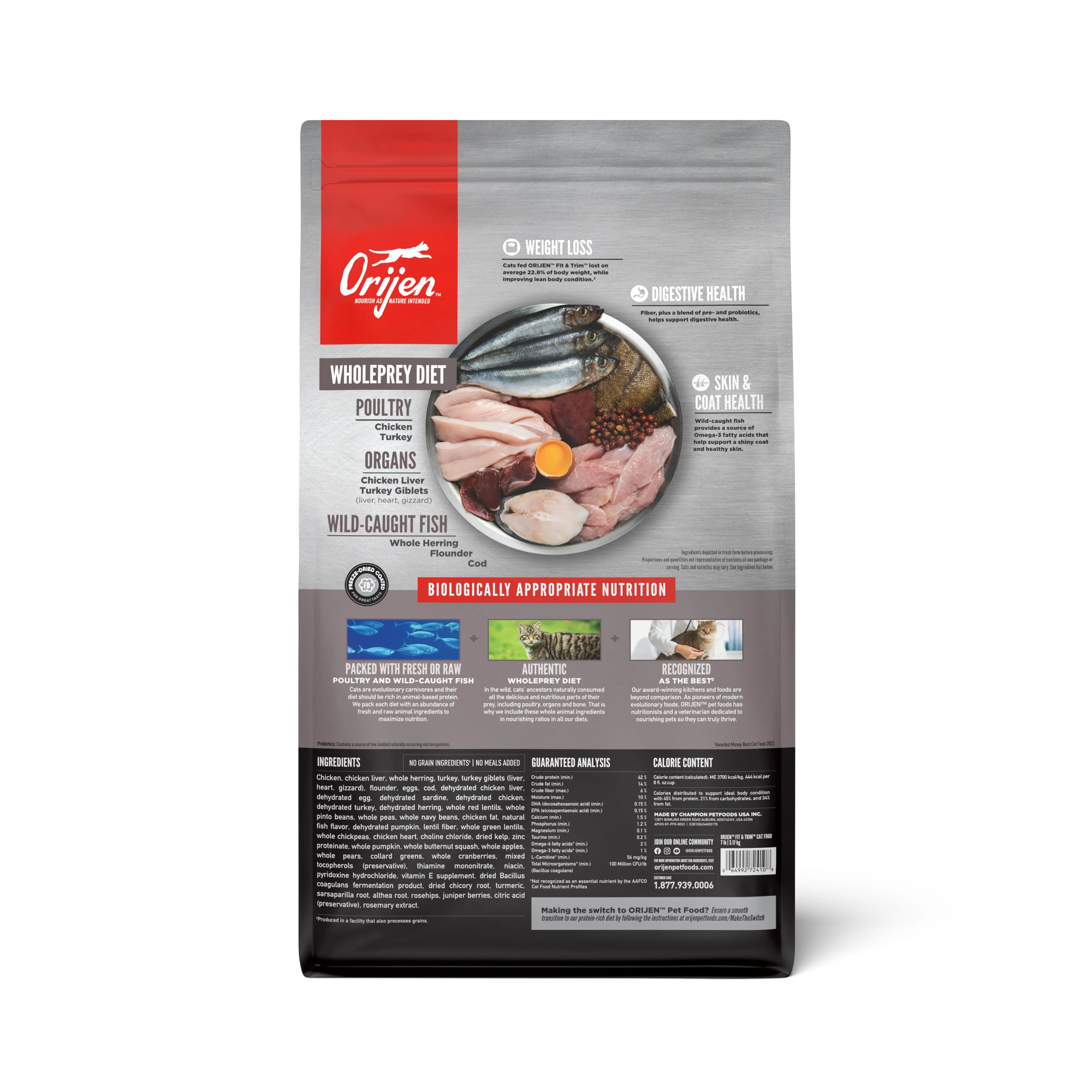 ORIJEN Fit and Trim Biologically Appropriate Dry Cat Food 3.17kg - Image 4