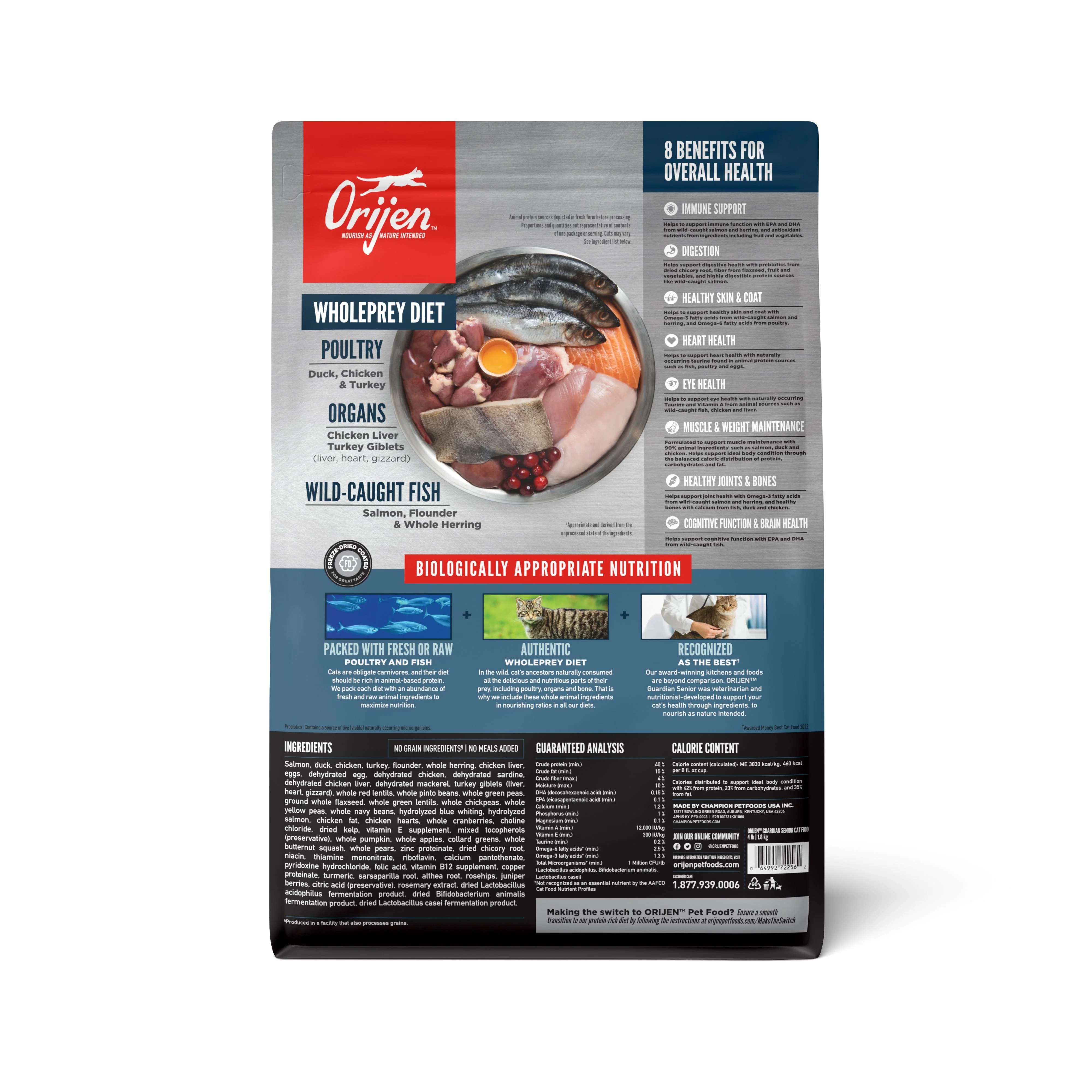 ORIJEN Guardian Senior Biologically Appropriate Dry Cat Food 1.8kg - Image 4