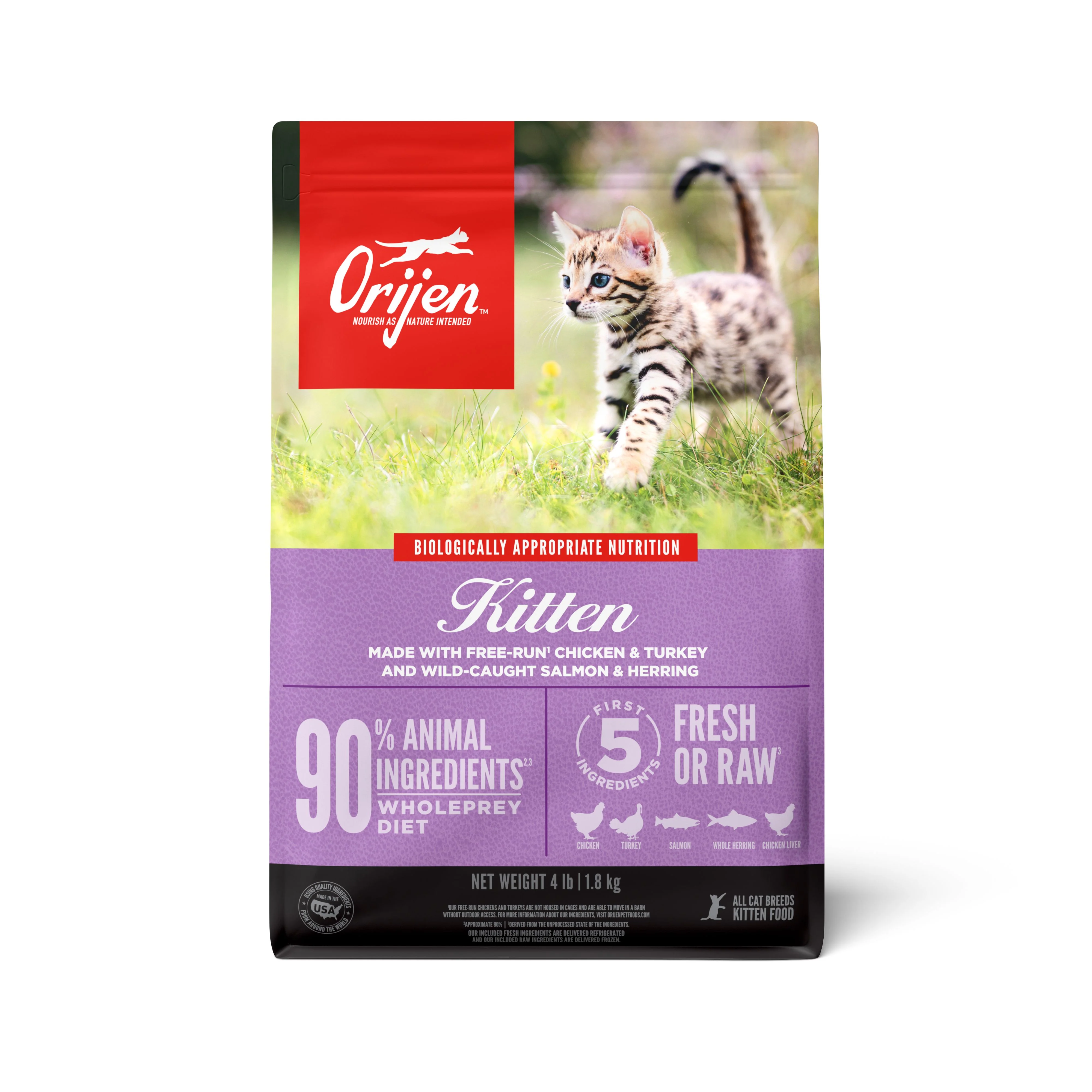 ORIJEN Kitten Biologically Appropriate Dry Cat Food 1.8kg - Image 2