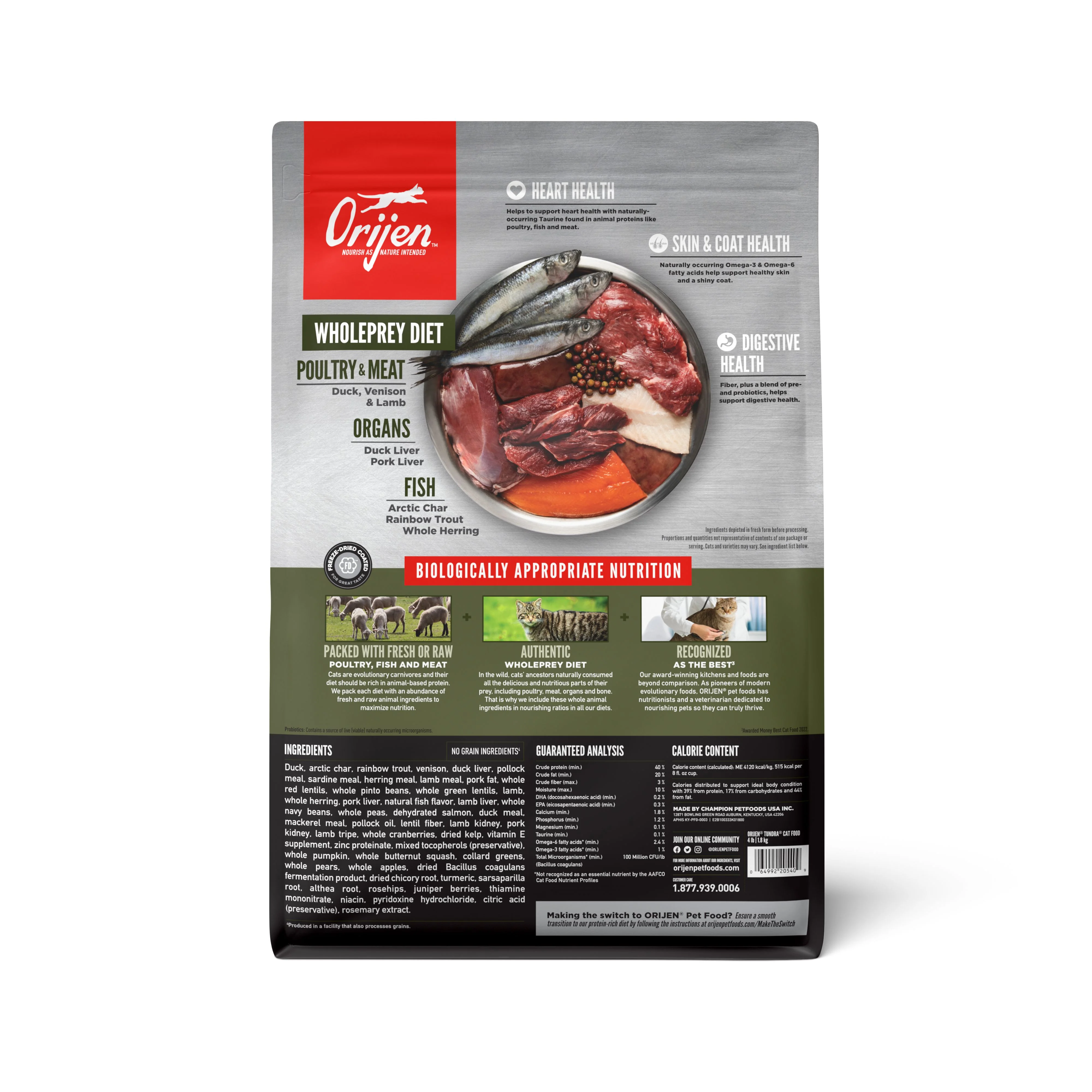 ORIJEN Tundra Biologically Appropriate Dry Cat Food 1.8kg - Image 4