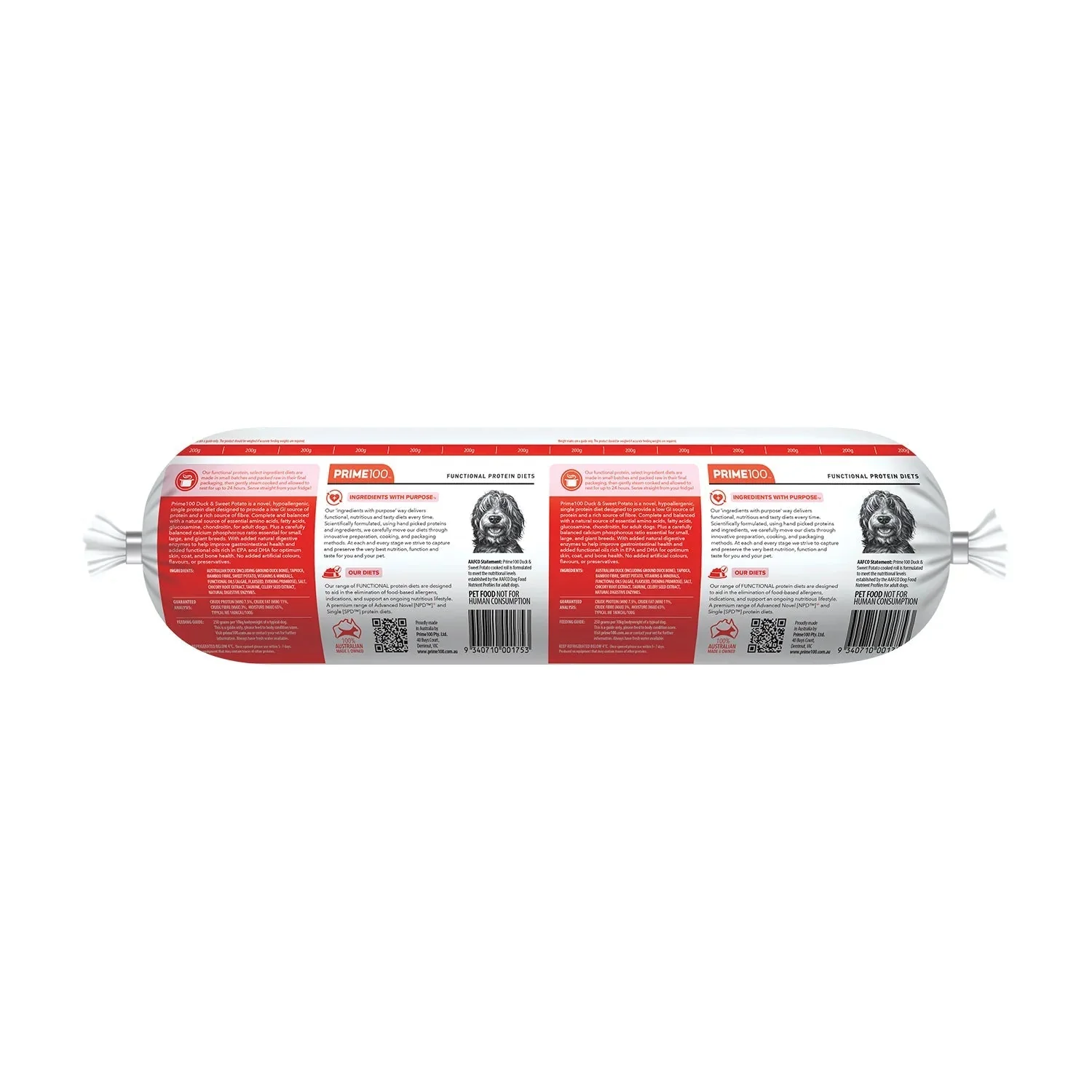 Prime 100 Dog SPD Duck and Sweet Potato Roll 2kg - Image 3