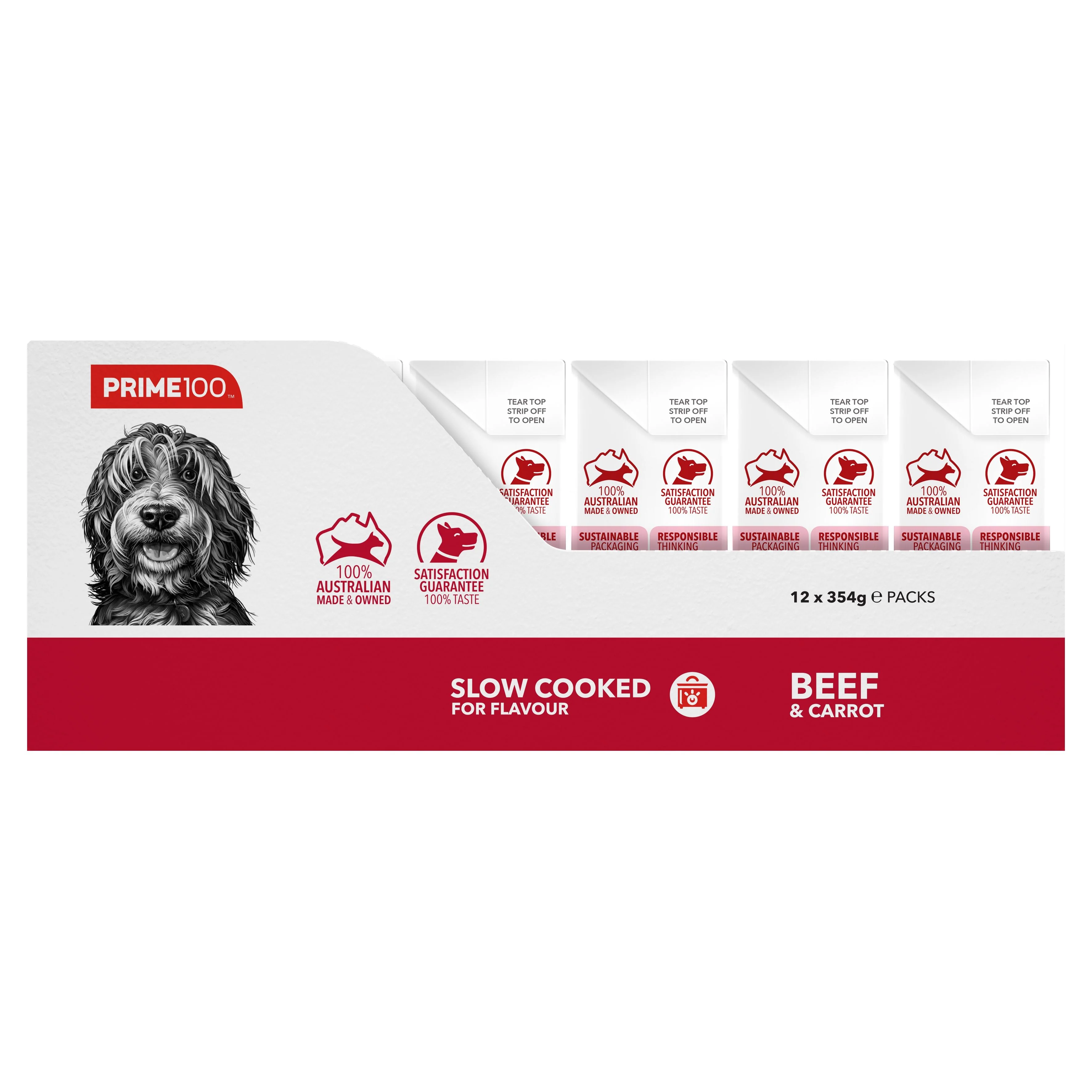 Prime 100 Slow Cooked SPD Beef and Carrot Dog Food 354g x 12 - Image 10