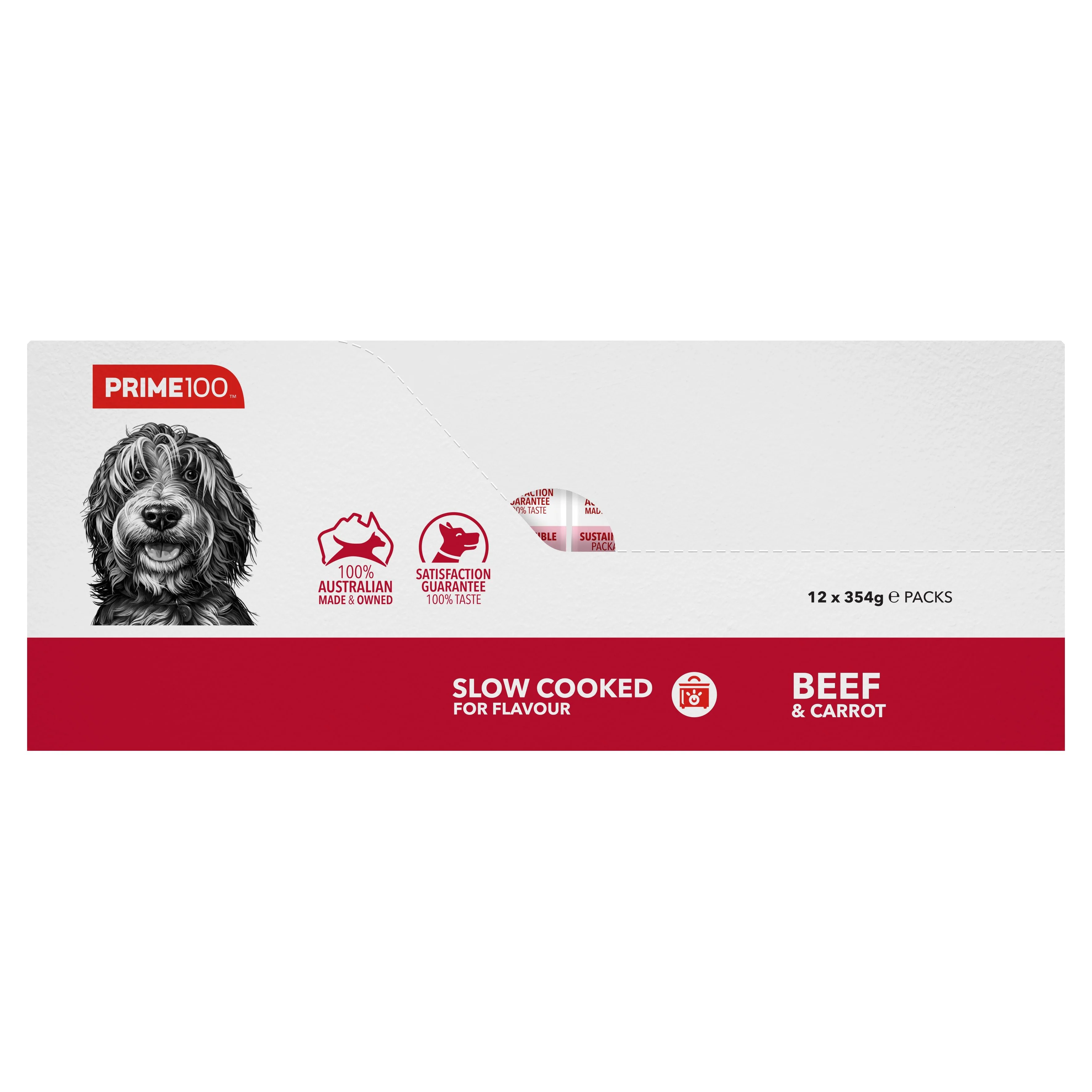 Prime 100 Slow Cooked SPD Beef and Carrot Dog Food 354g x 12 - Image 11