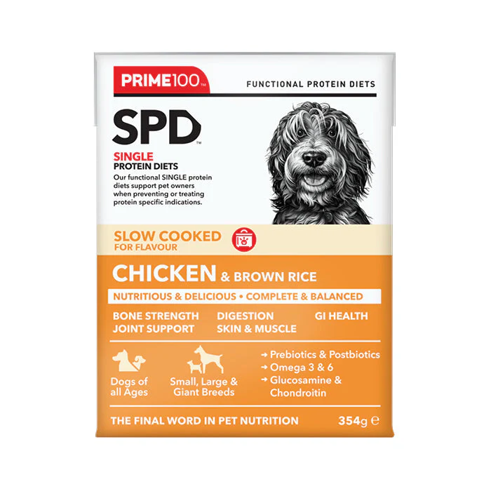 Prime 100 Slow Cooked Chicken and Brown Rice Dog Food 354g - Image 3