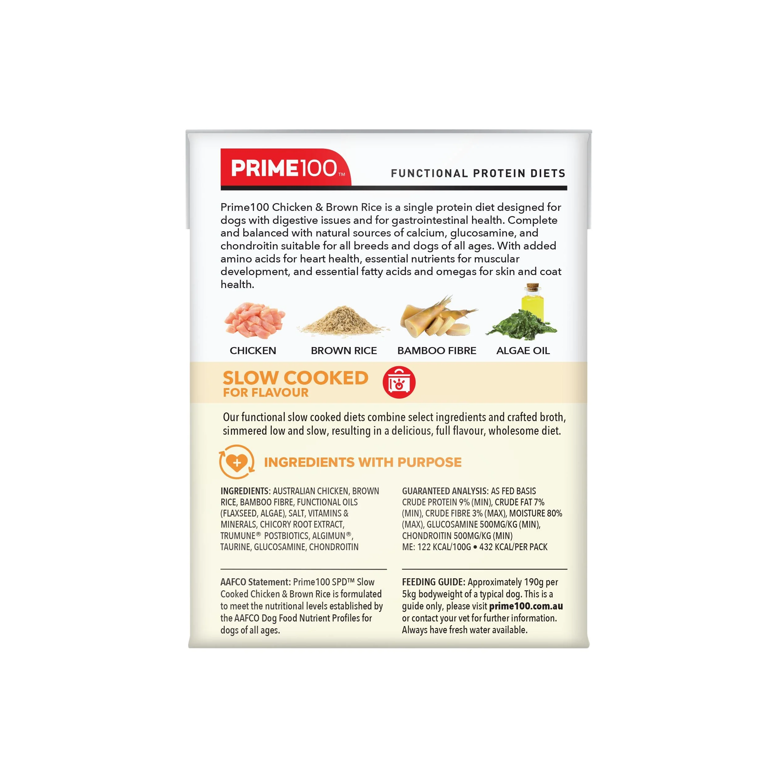 Prime 100 Slow Cooked Chicken and Brown Rice Dog Food 354g - Image 8