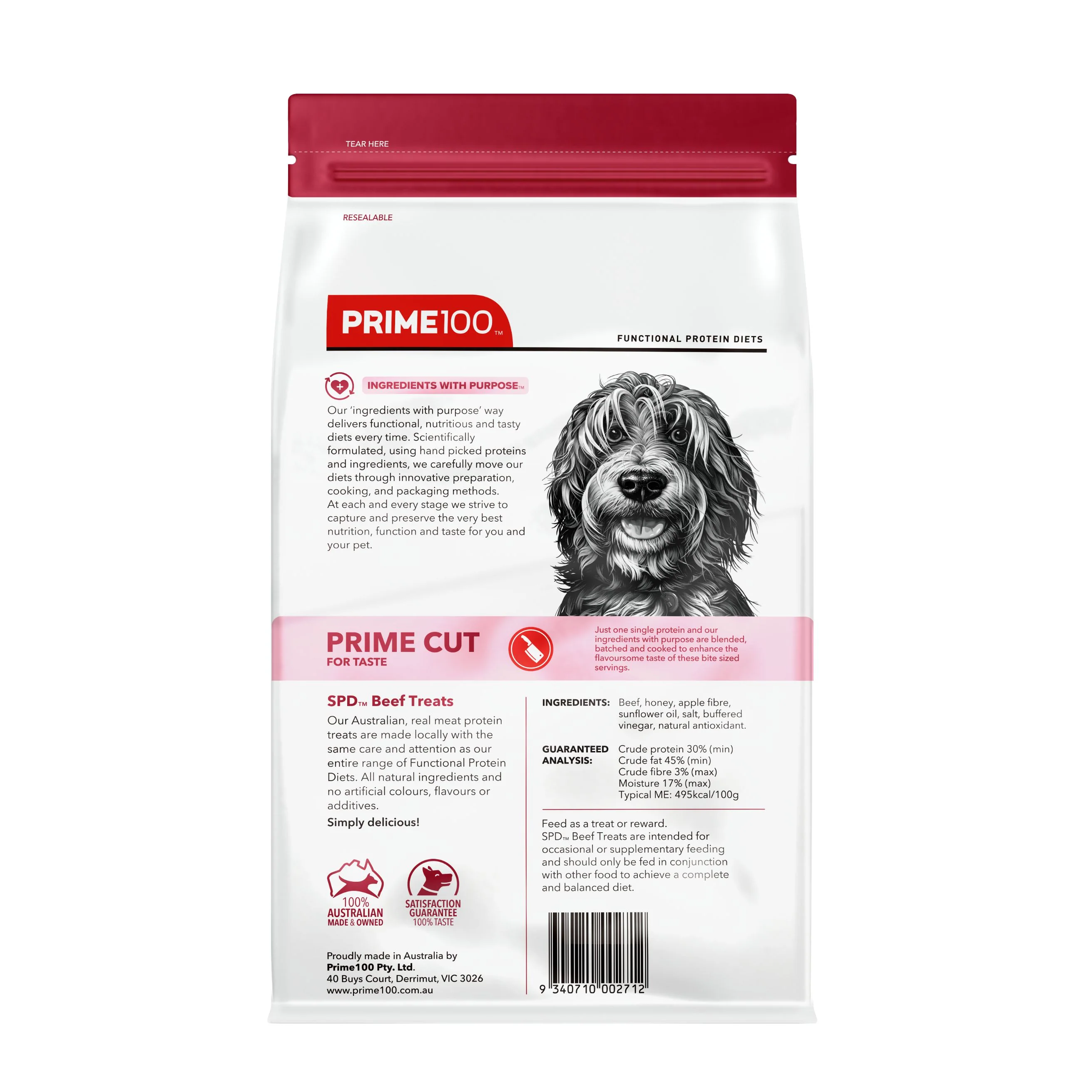 Prime 100 SPD Prime Cut Beef Single Protein Dog Treats 100g - Image 2