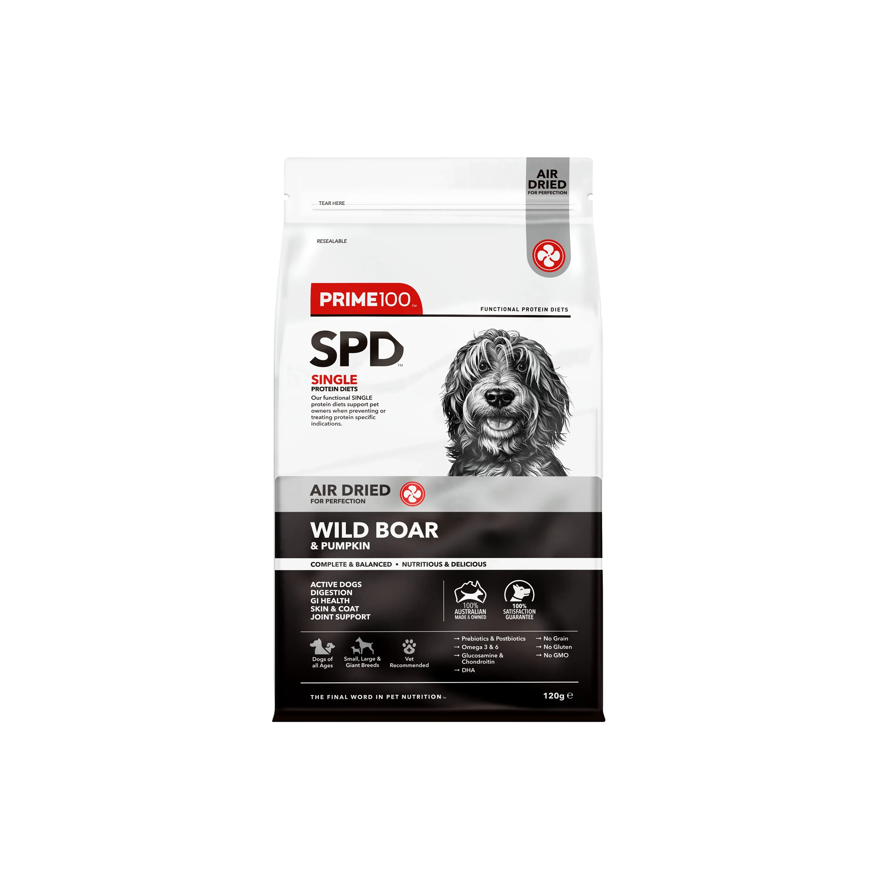 PRIME 100 SPD Air Dried Wild Boar and Pumpkin 120g