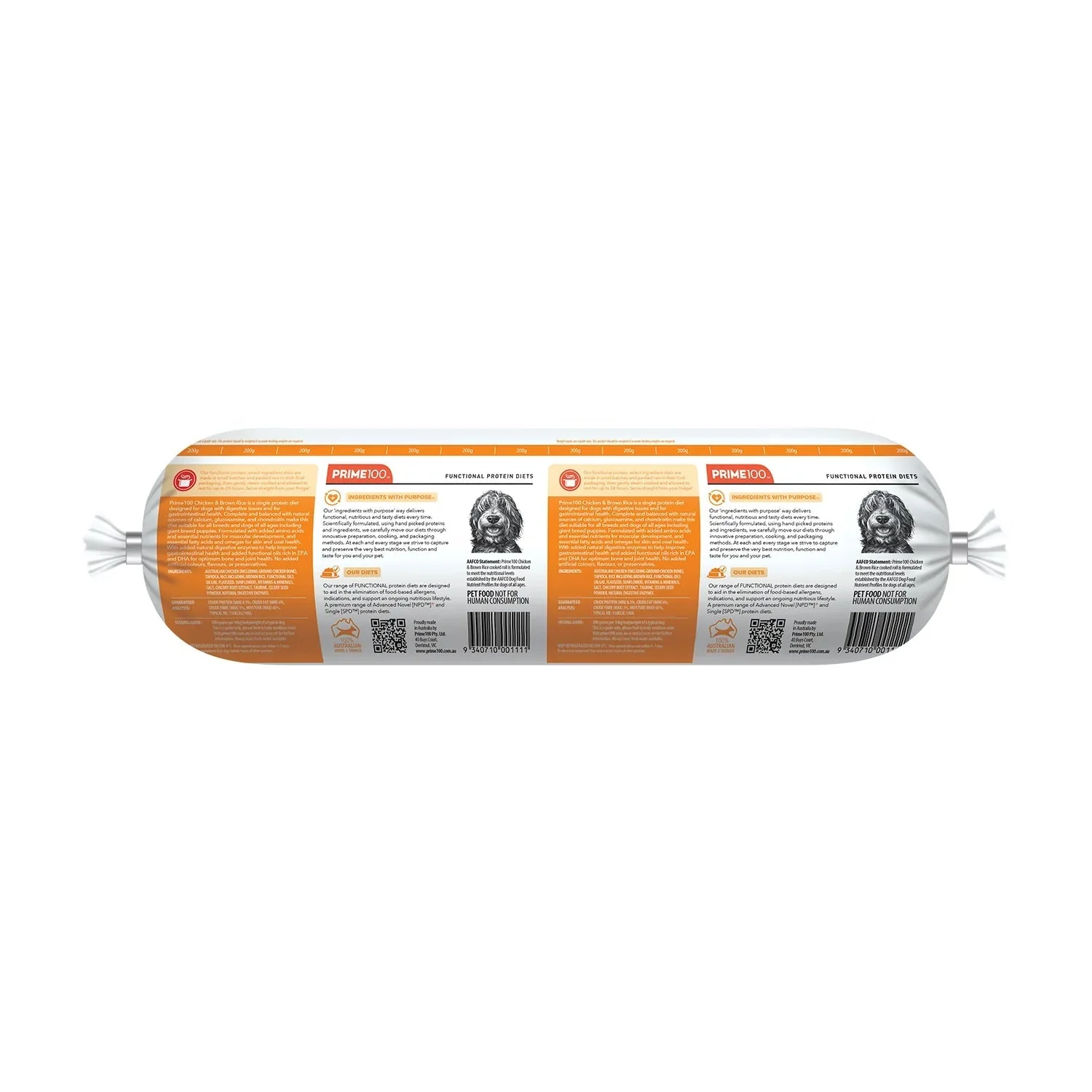 Prime 100 Dog SPD Chicken and Brown Rice Roll 2kg - Image 3