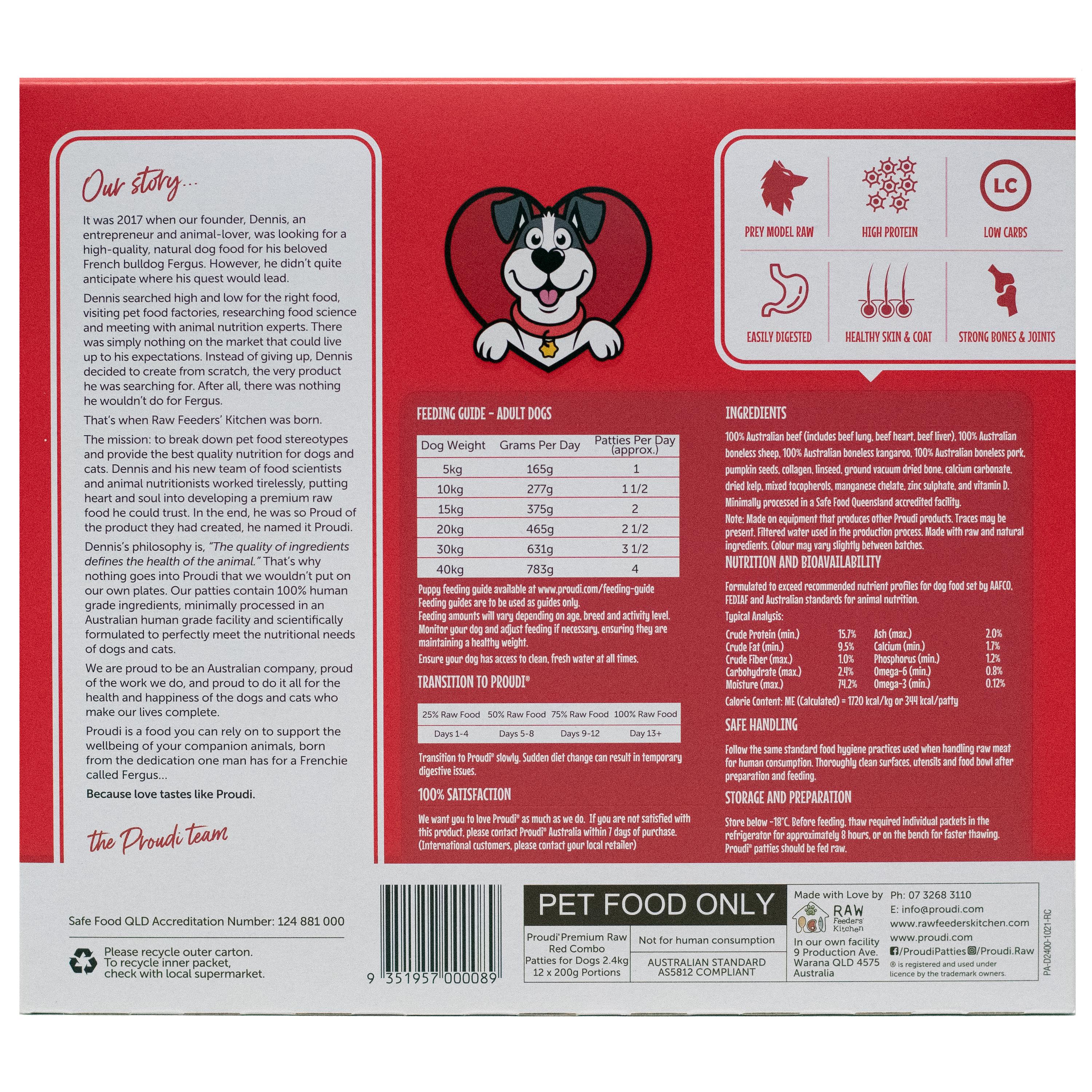 Proudi Combo Raw Dog Food Patties 2.4kg - Image 3