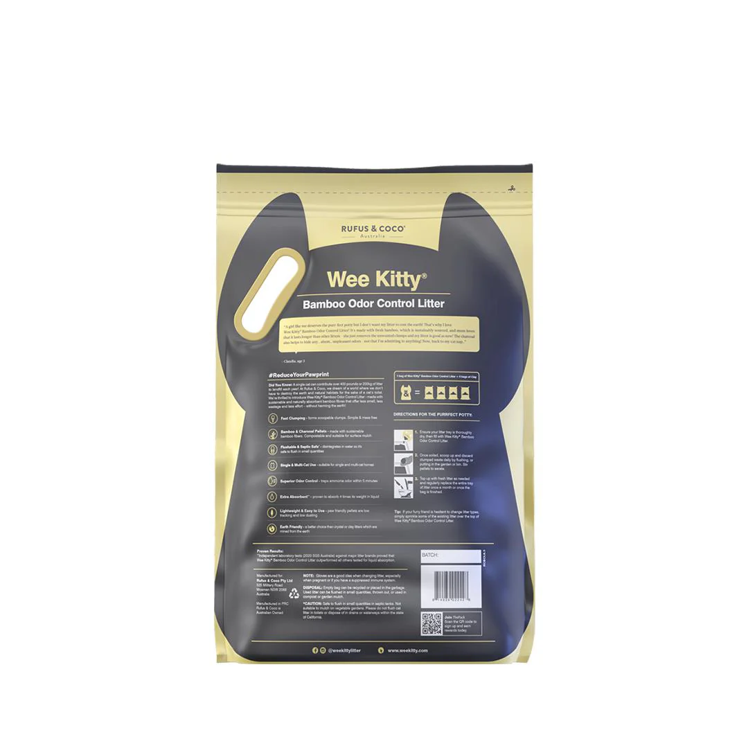Rufus & Coco Wee Kitty Bamboo Odour Control Clumping Cat Litter 4kg - Image 2