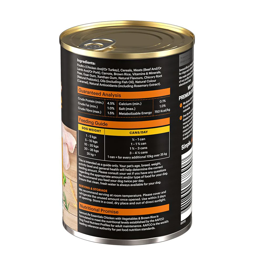 SavourLife Essentials Chicken with Vegetables & Rice Adult Dog Wet Food 400g X12 - Image 8
