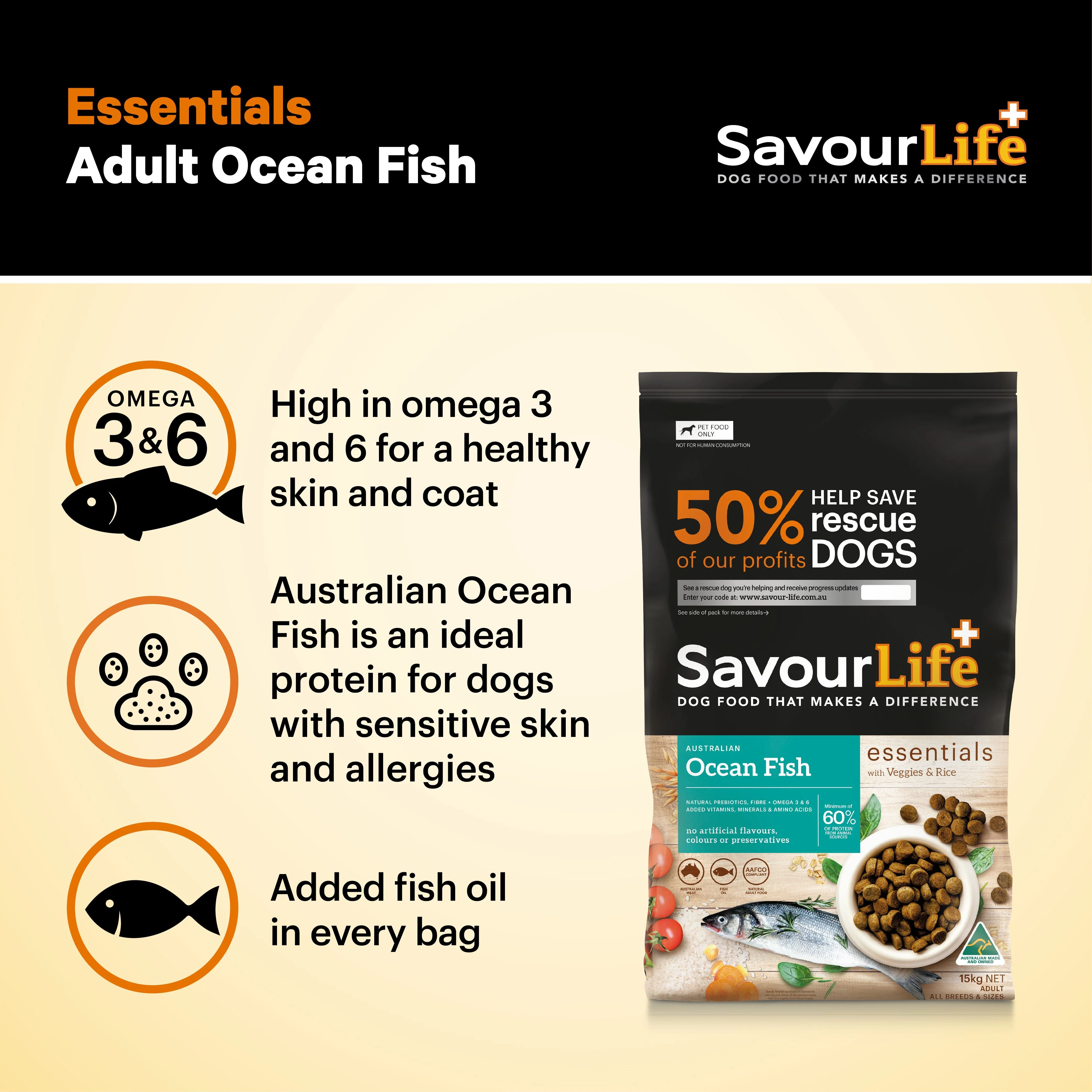 Savourlife Essentials Dry Dog Food Ocean Fish with Veggies & Rice 15kg - Image 10