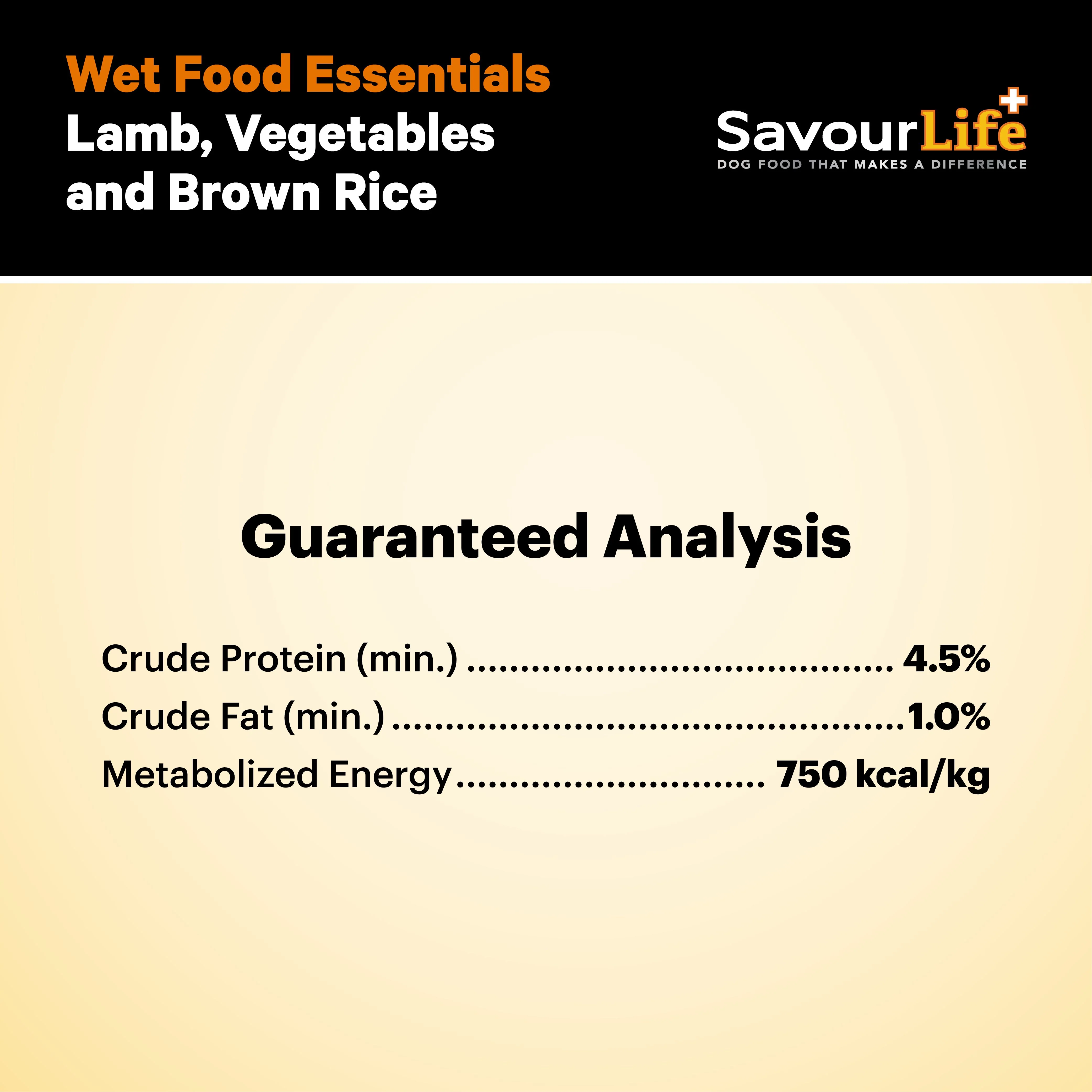 Savourlife Essentials Lamb with Vegetables & Rice Adult Dog Wet Food 400g X12 - Image 9