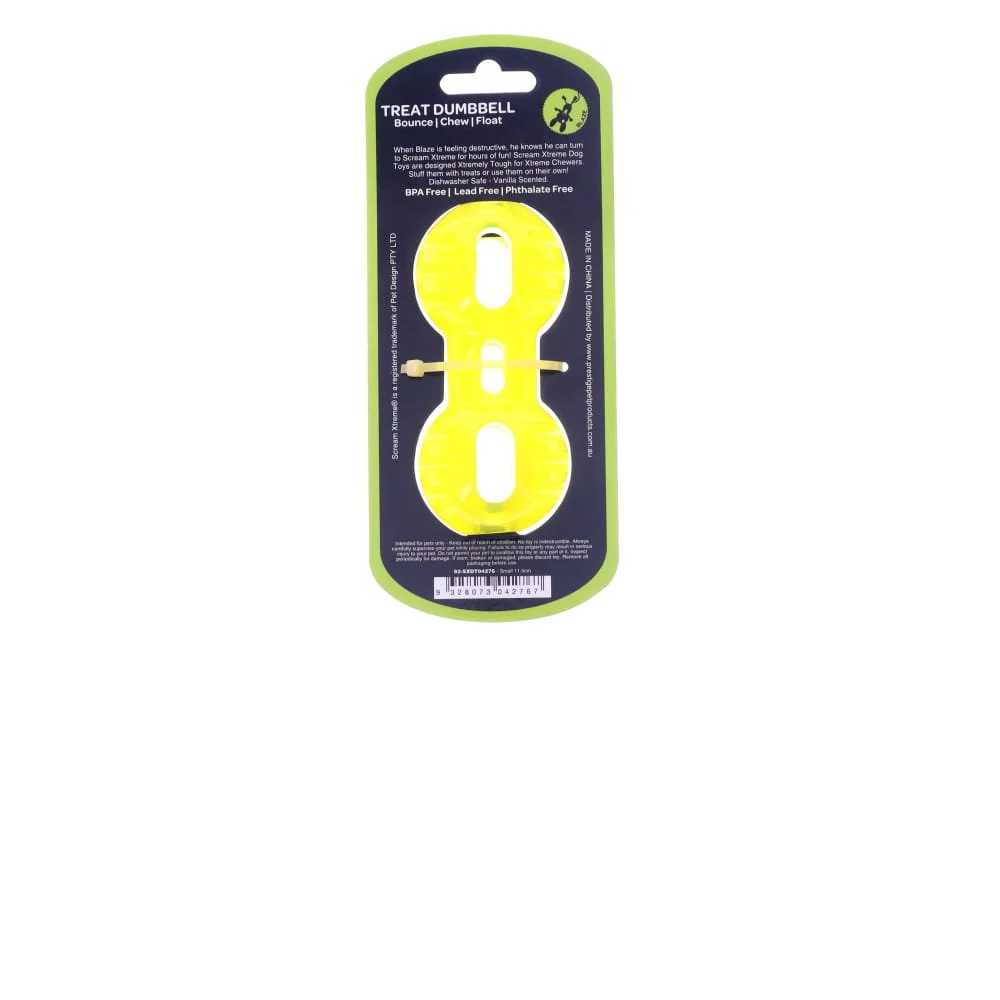 Scream Xtreme Treat Dumbbell Dog Toy Green Small - Image 2