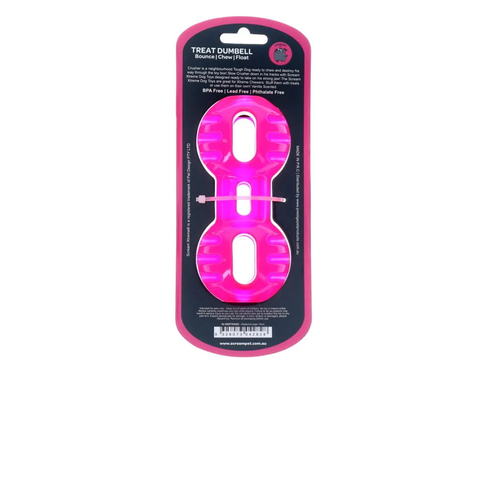 Scream Xtreme Treat Dumbbell Dog Toy Pink Medium/Large - Image 2