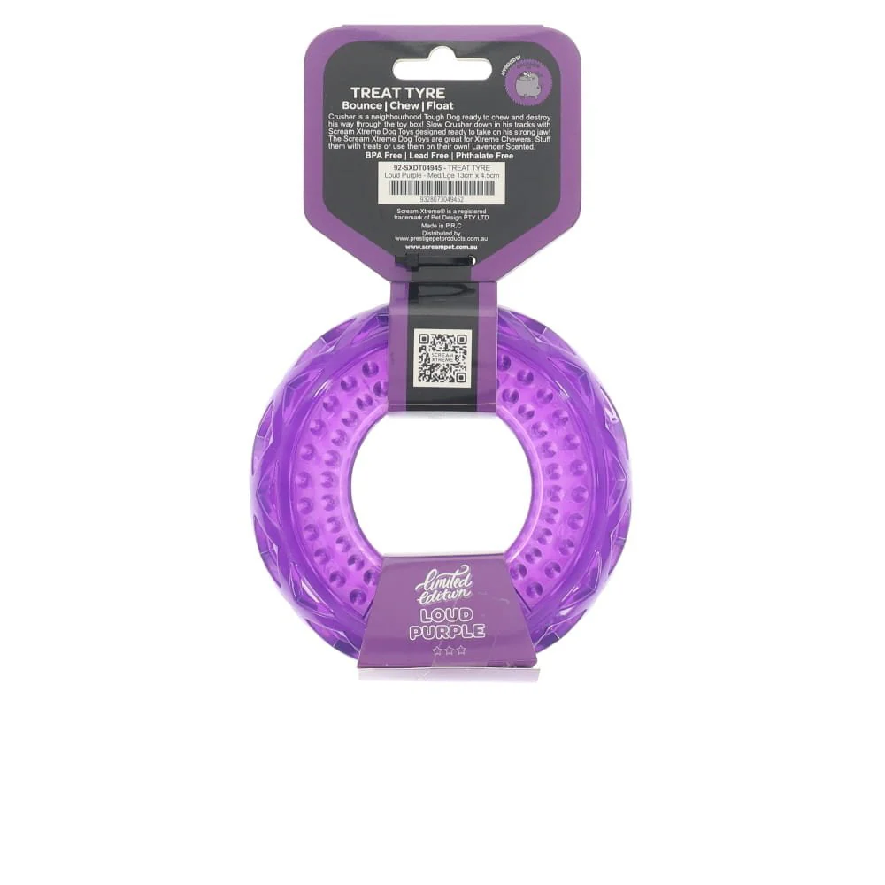 Scream Xtreme Treat Tyre Lavender Scented Dog Toy Medium/Large - Image 2