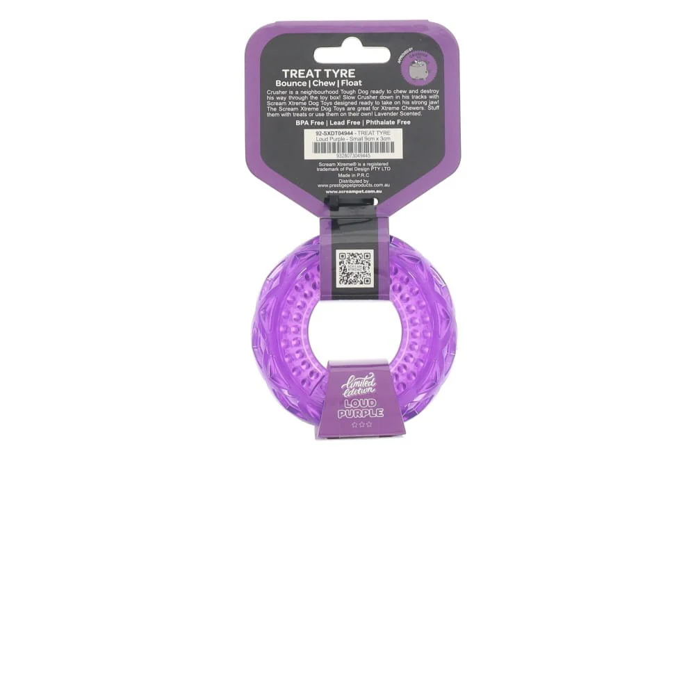 Scream Xtreme Treat Tyre Lavender Scented Dog Toy Small - Image 2