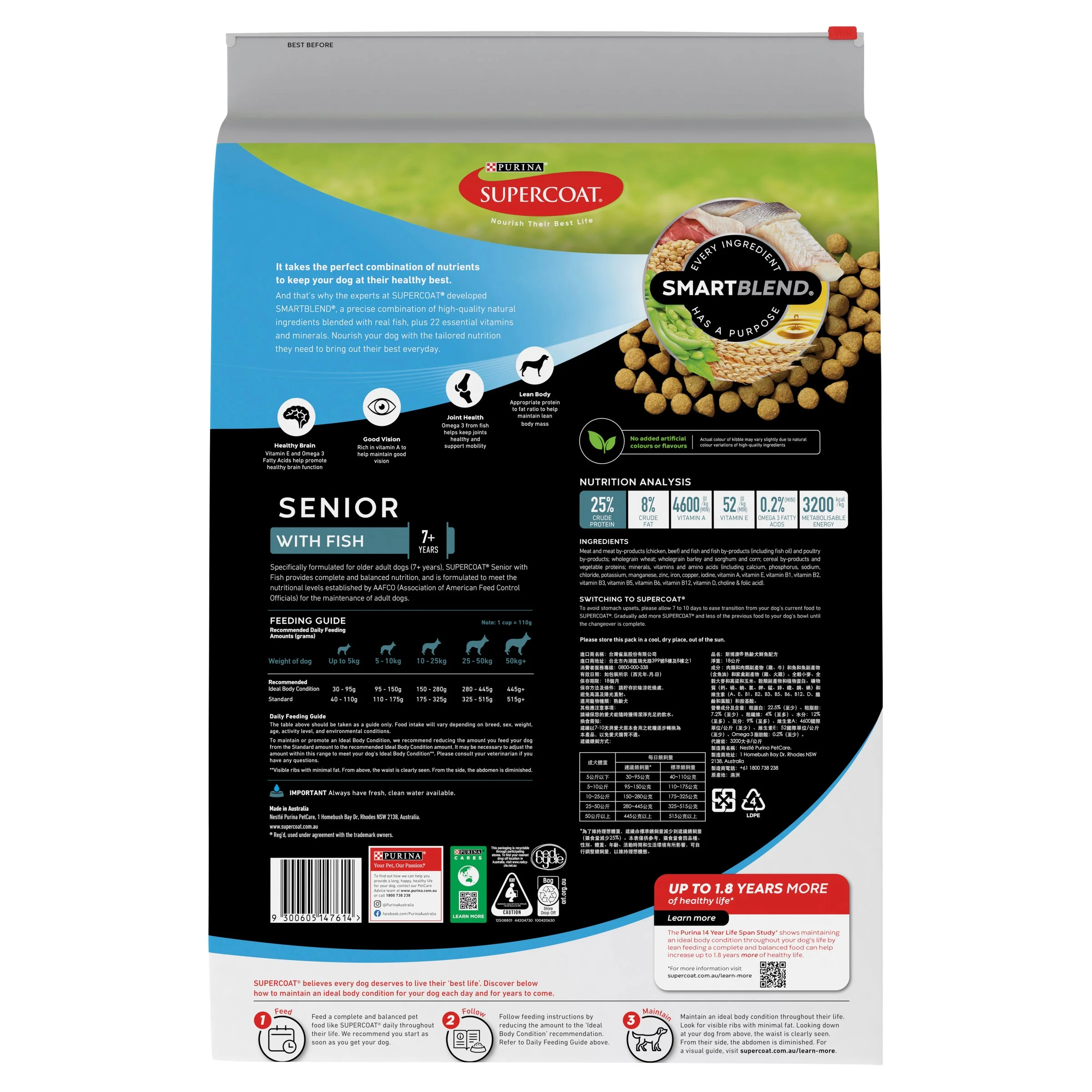 Supercoat Fish Senior Dry Dog Food 18kg - Image 2