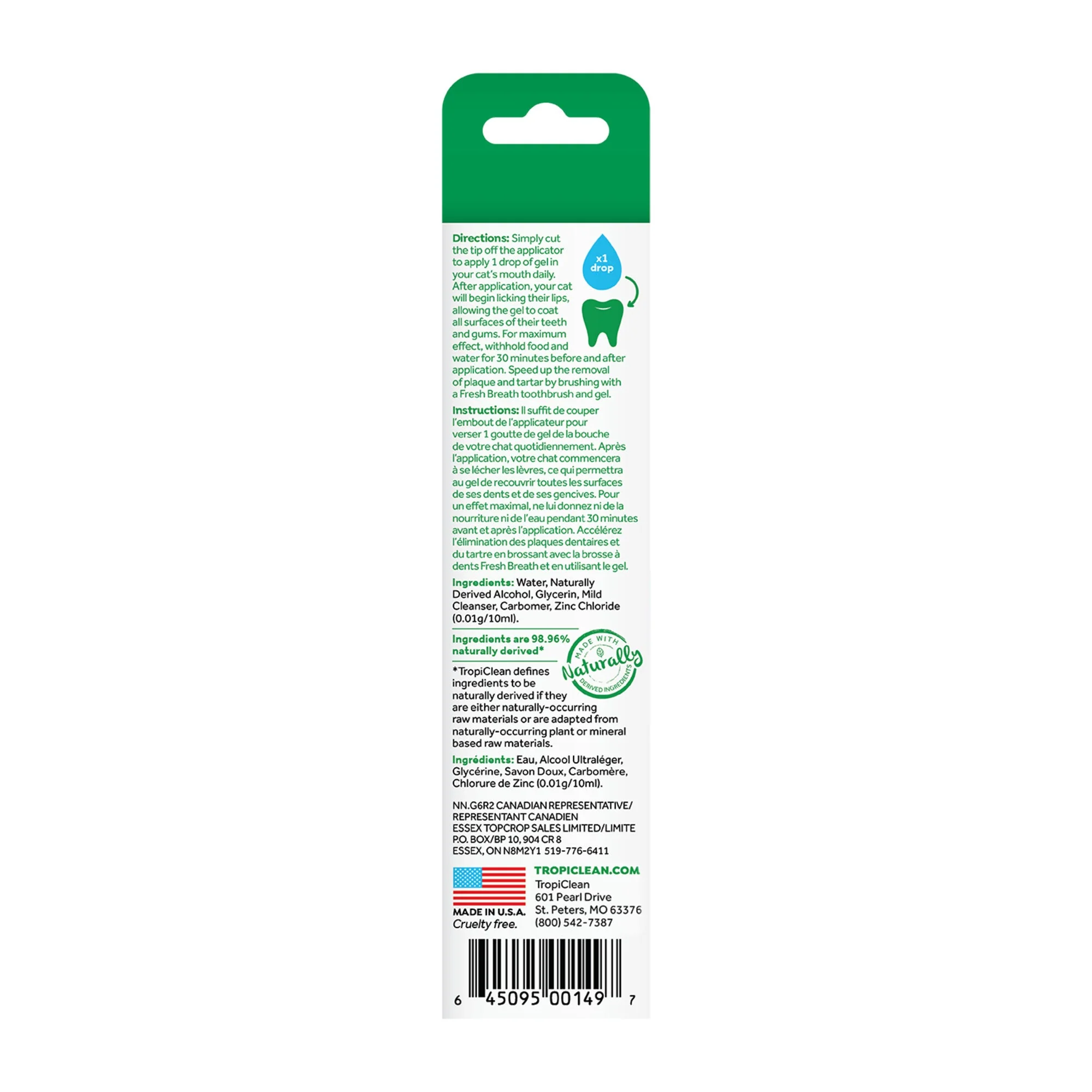 Tropiclean Fresh Breath Clean Teeth Gel for Cats 59ml - Image 2