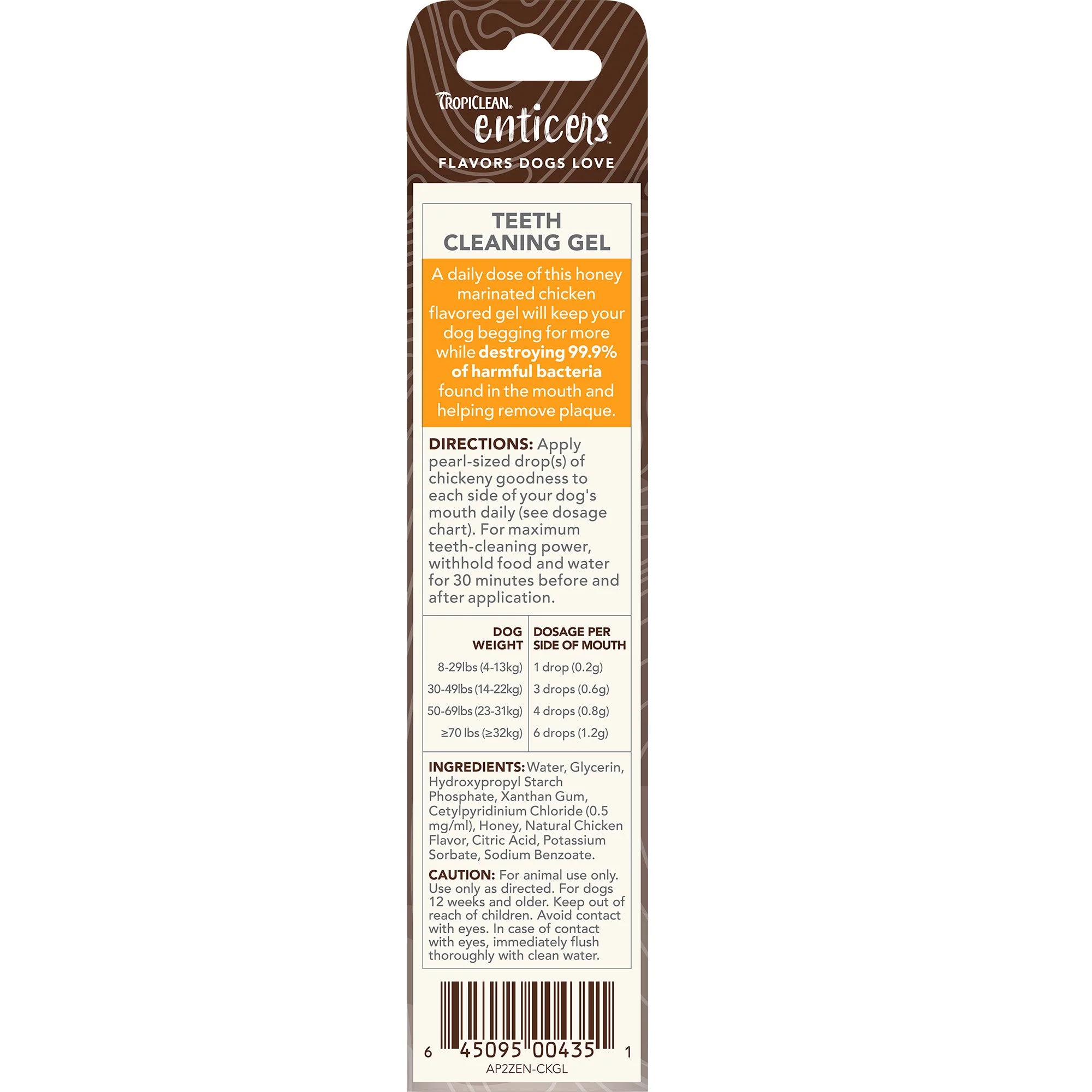 Tropiclean Enticers Fresh Breath Clean Teeth Gel Honey Marinated Chicken for Dogs 59ml - Image 2