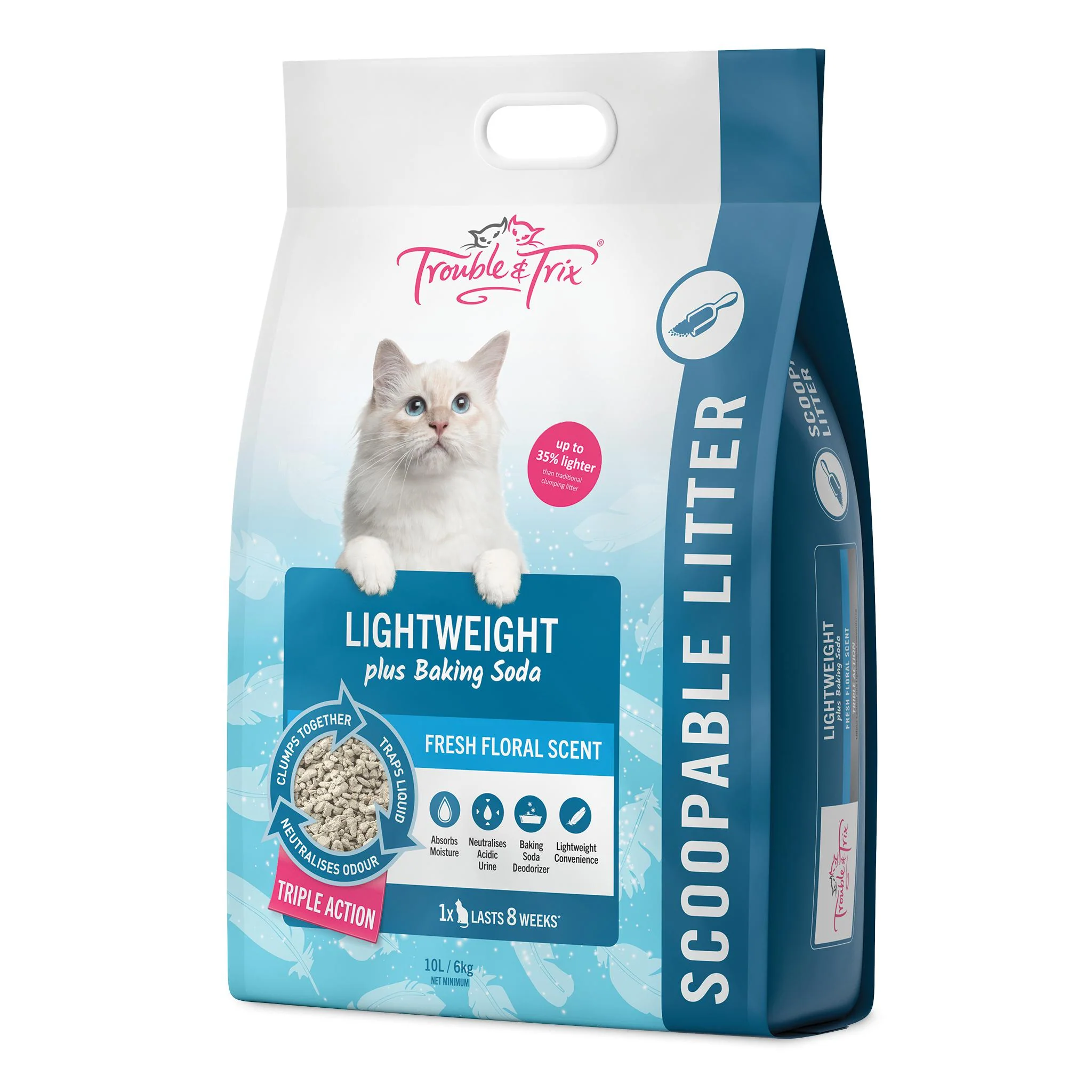 Trouble and Trix Lightweight Baking Soda Clumping Cat Litter 10L/6kg - Image 3