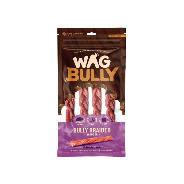 Wag Braided Bully Stick Regular 4 Pack