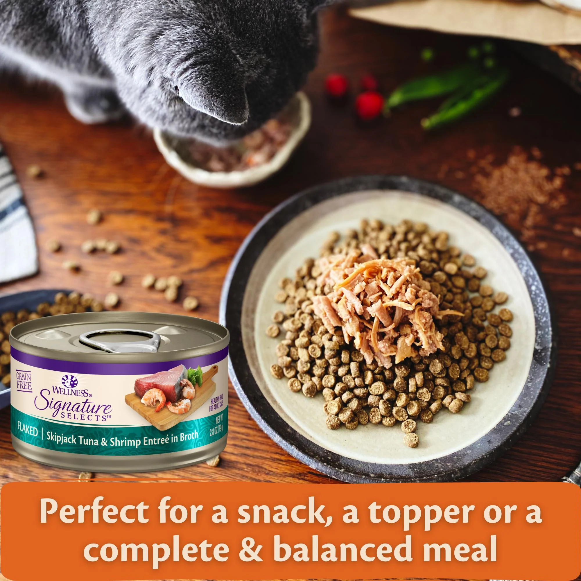 Wellness CORE Signature Selects Flaked Skipjack Tuna with Shrimp Entrée Wet Cat Food 79g x 12 - Image 5